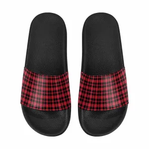 Mens Slide Sandals - Buffalo Plaid Red and Black