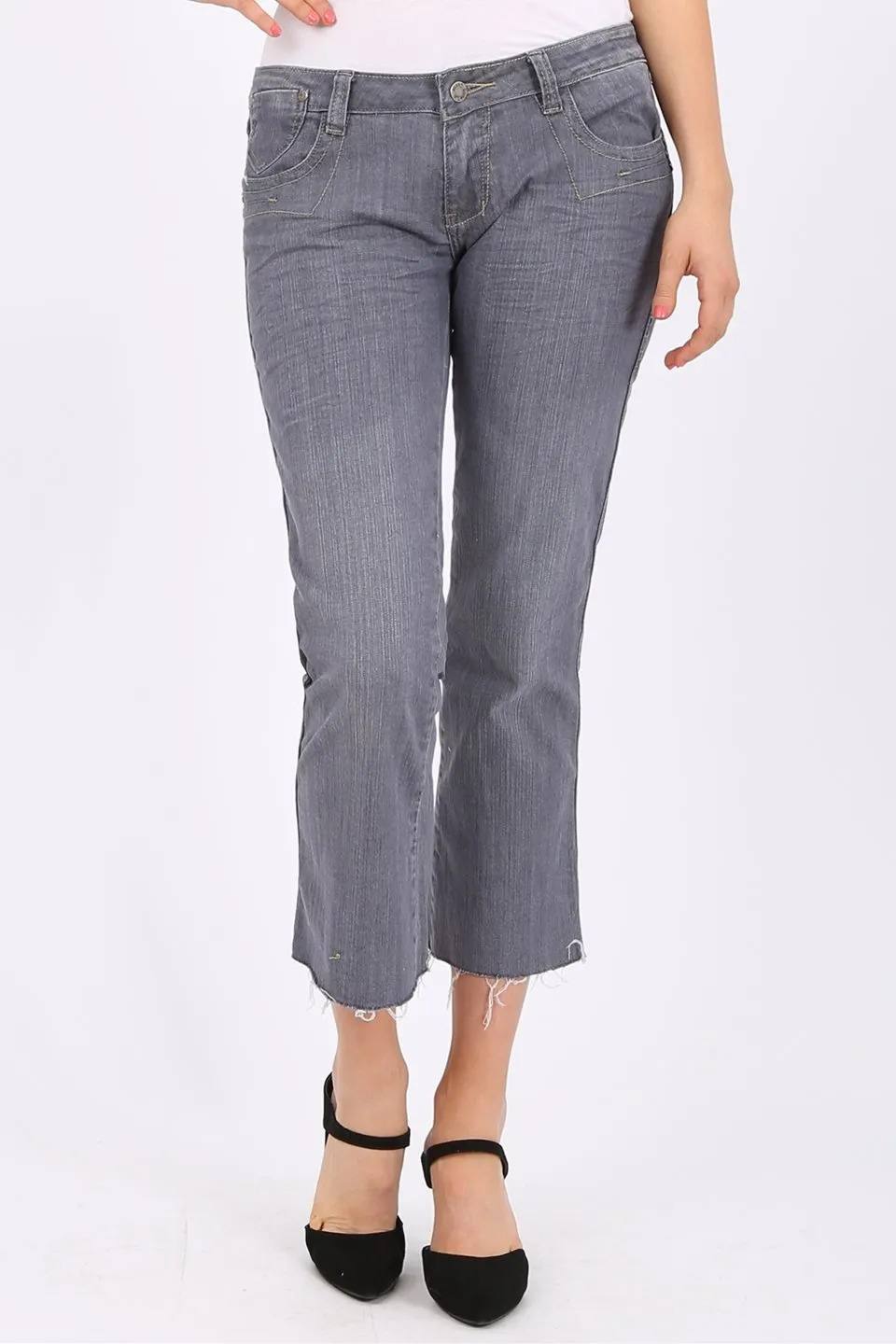 MISS PINKI River cropped jeans in grey