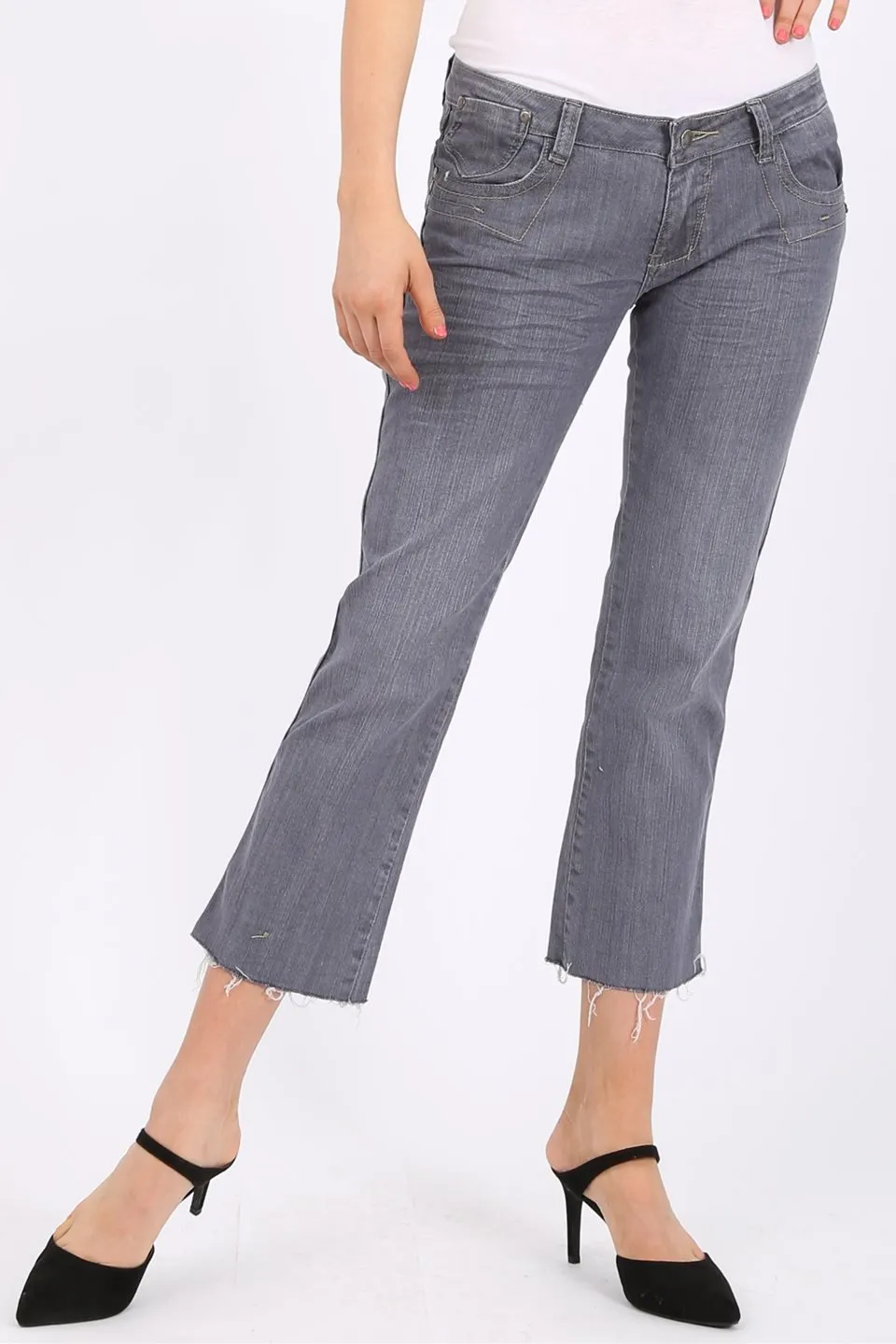MISS PINKI River cropped jeans in grey