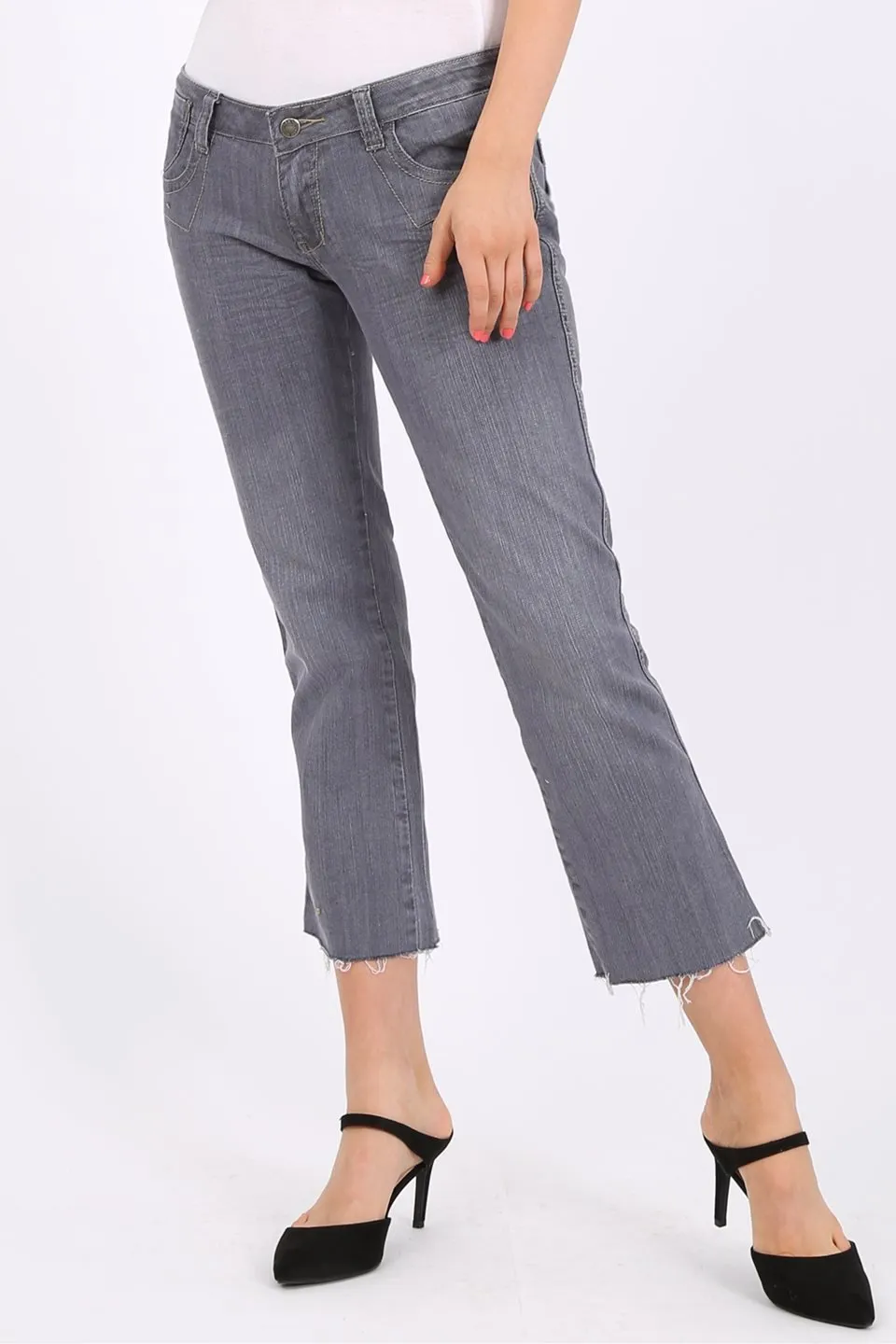 MISS PINKI River cropped jeans in grey