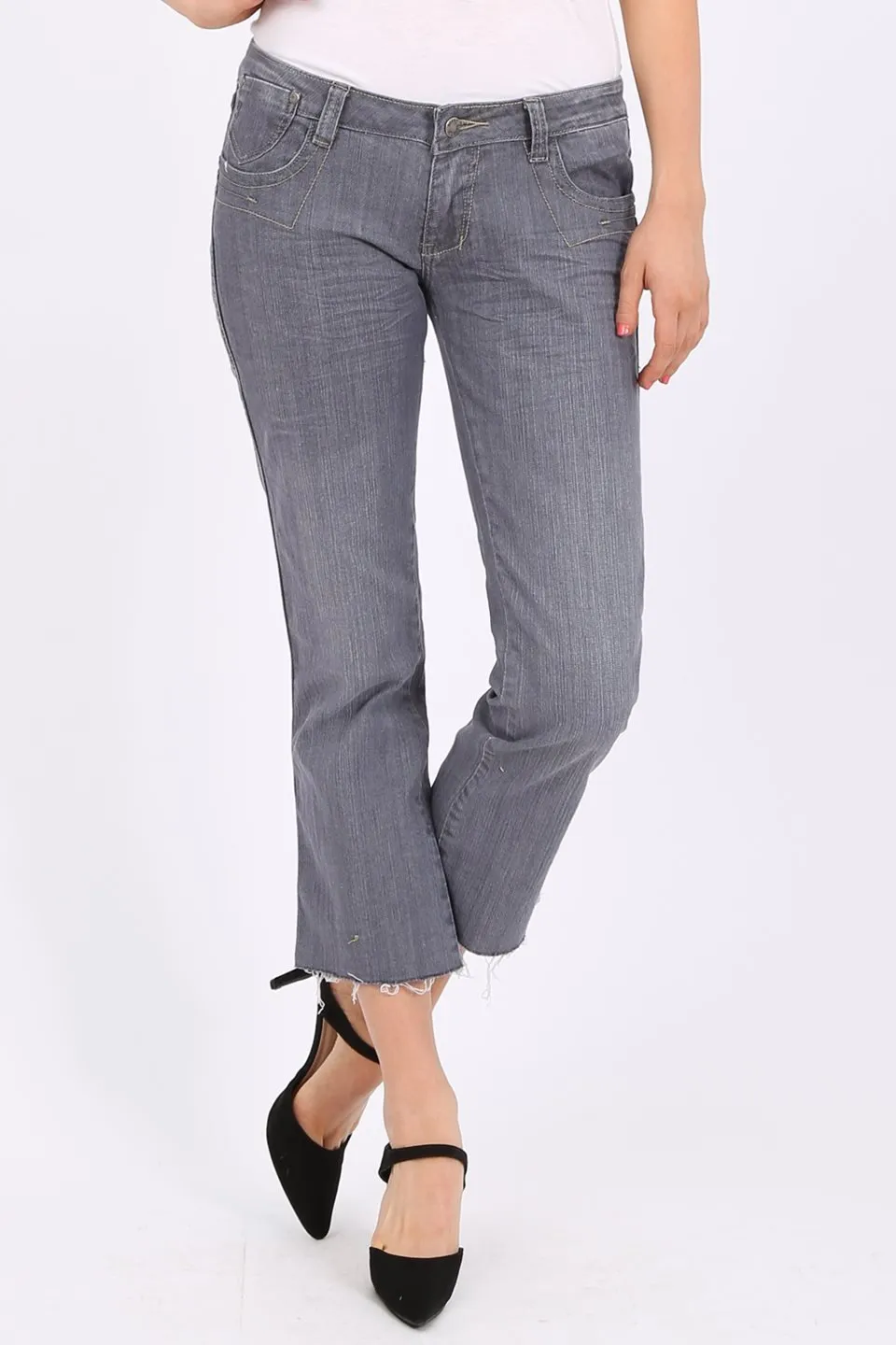 MISS PINKI River cropped jeans in grey