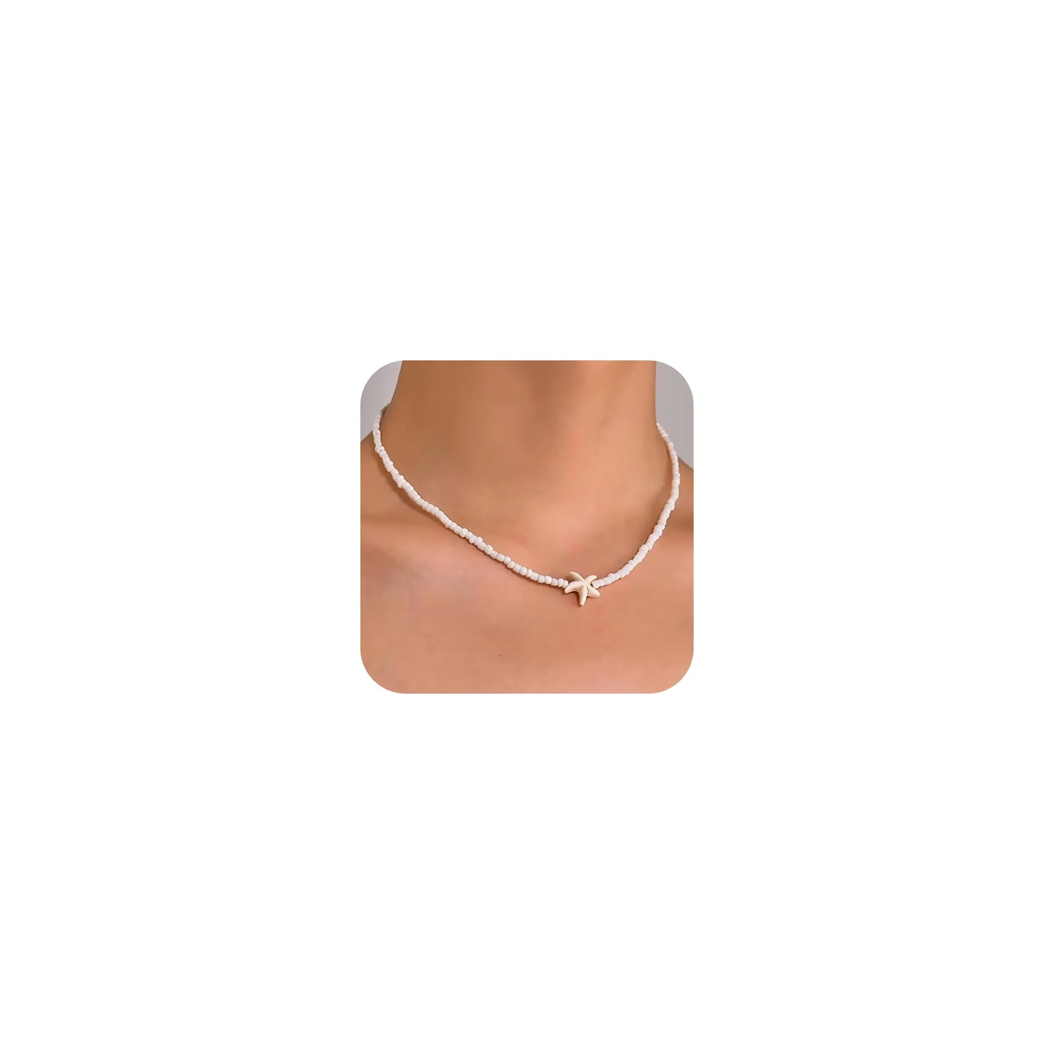 Nackiy Handmade Sea Shell Necklace for Women Summer Adjustable Natural Shell Collar Necklace (Beige Braided Rope)