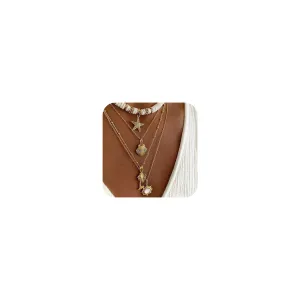 Nackiy Handmade Sea Shell Necklace for Women Summer Adjustable Natural Shell Collar Necklace (Beige Braided Rope)