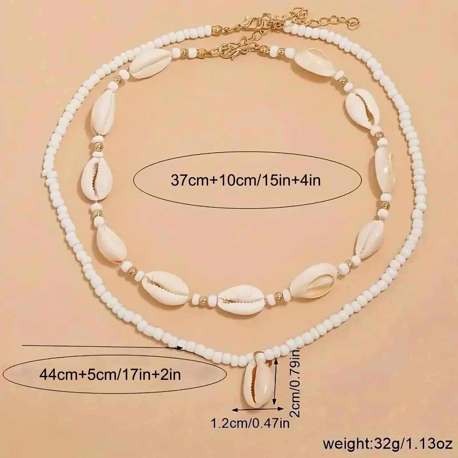 Nackiy Handmade Sea Shell Necklace for Women Summer Adjustable Natural Shell Collar Necklace (Beige Braided Rope)