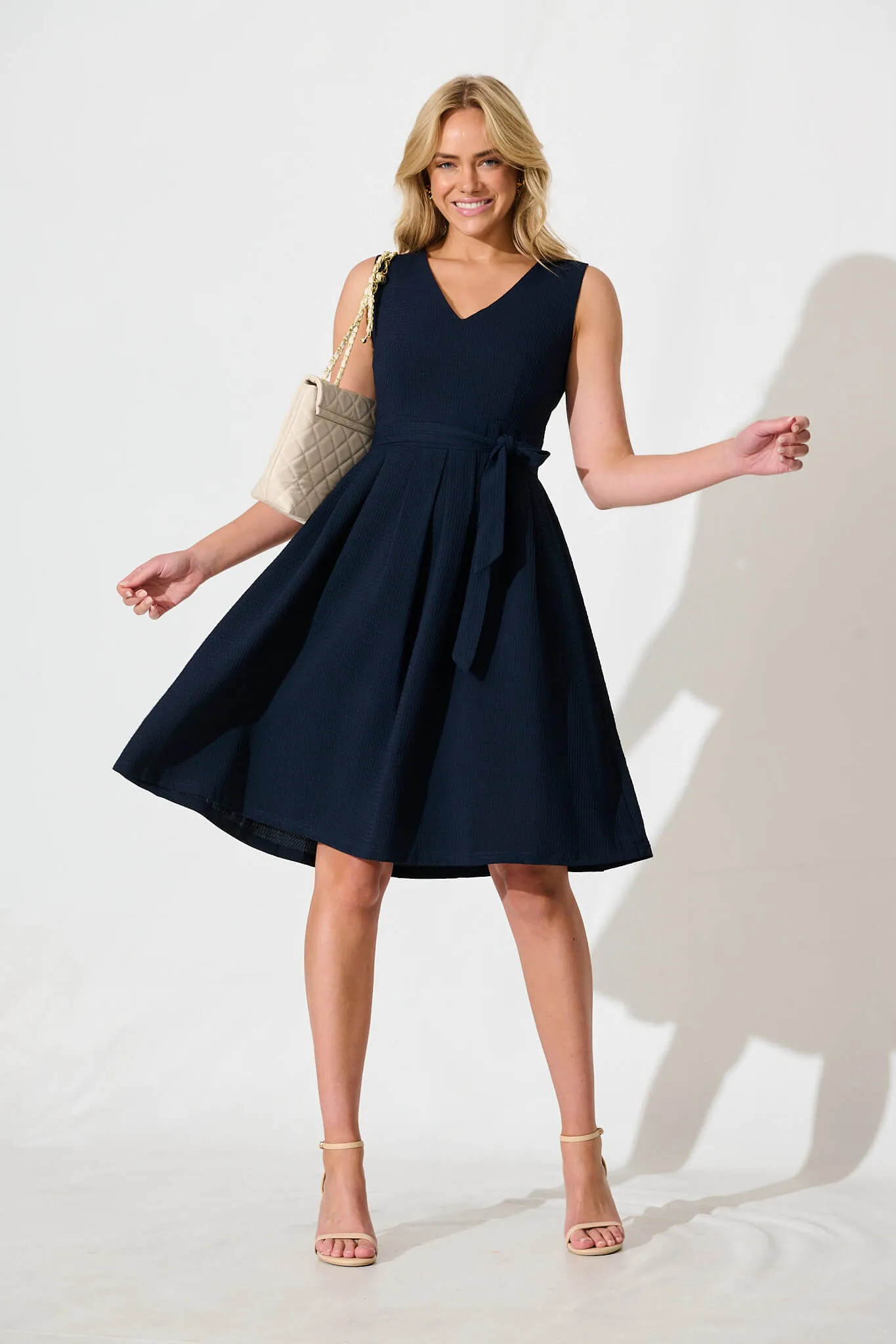 Navy Textured Dress