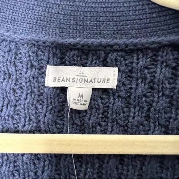 NEW $129 L.L. Bean Signature Combed Cotton Long Cardigan Sweater Cable Fisherman