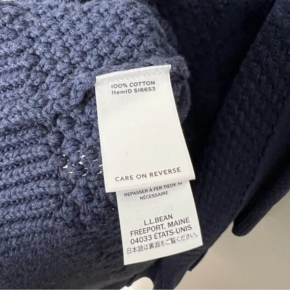 NEW $129 L.L. Bean Signature Combed Cotton Long Cardigan Sweater Cable Fisherman