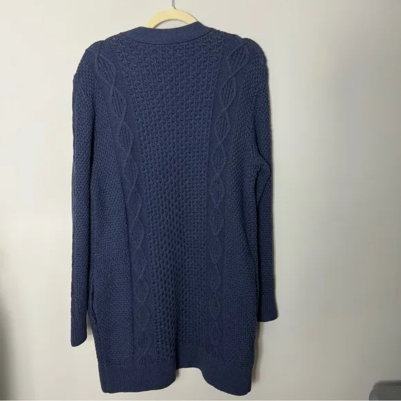 NEW $129 L.L. Bean Signature Combed Cotton Long Cardigan Sweater Cable Fisherman