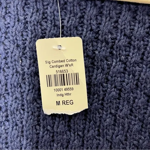 NEW $129 L.L. Bean Signature Combed Cotton Long Cardigan Sweater Cable Fisherman