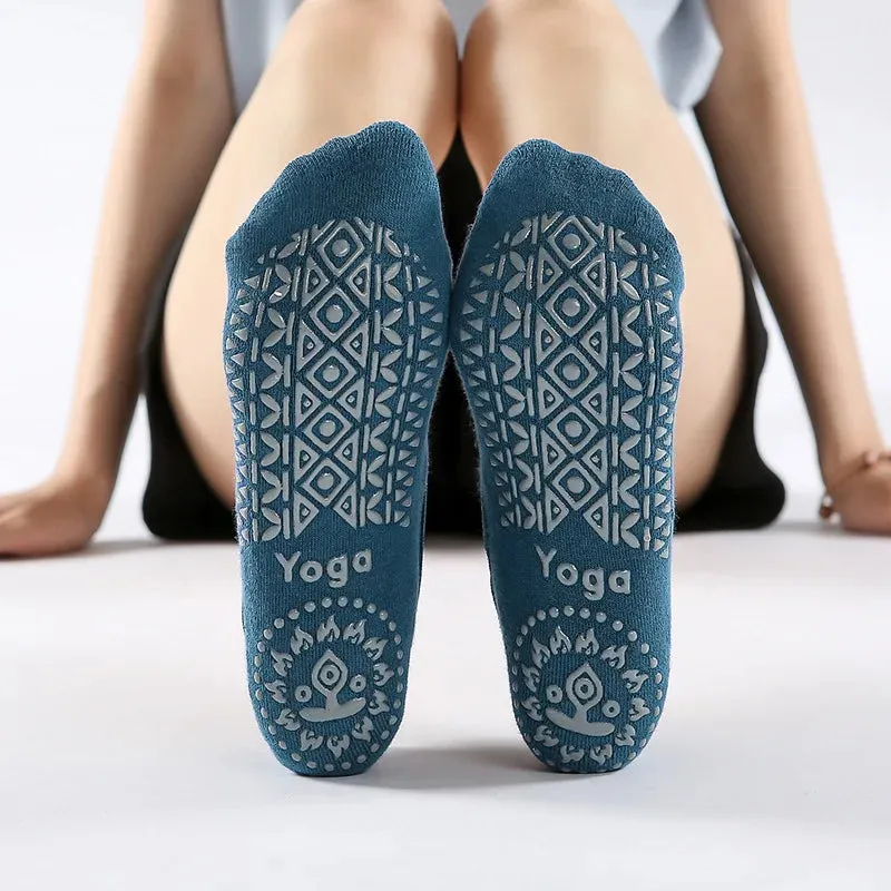 Non-Slip Yoga Socks with Bandage - Cotton Backless Pilates Socks for Women, Fitness Ballet Dance Workout Sport Socks Slipper