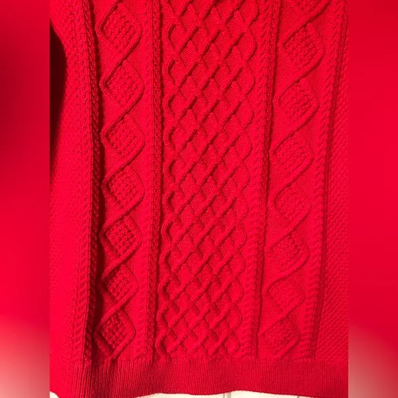 NWT J.Crew Cotton Cable-Knit Fisherman Sweater BM302 / Holiday Red - NWT