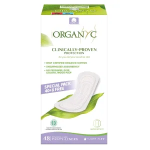 Organyc Organic Cotton Panty Liners Flat - Light Flow Special Pack 40 8 Free