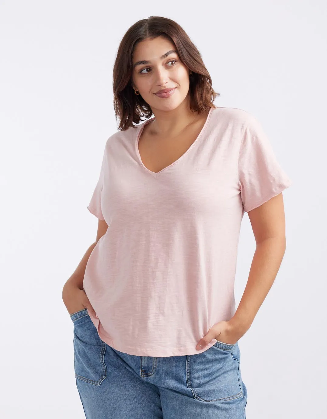 Original V Neck T-Shirt - Dusty Rose
