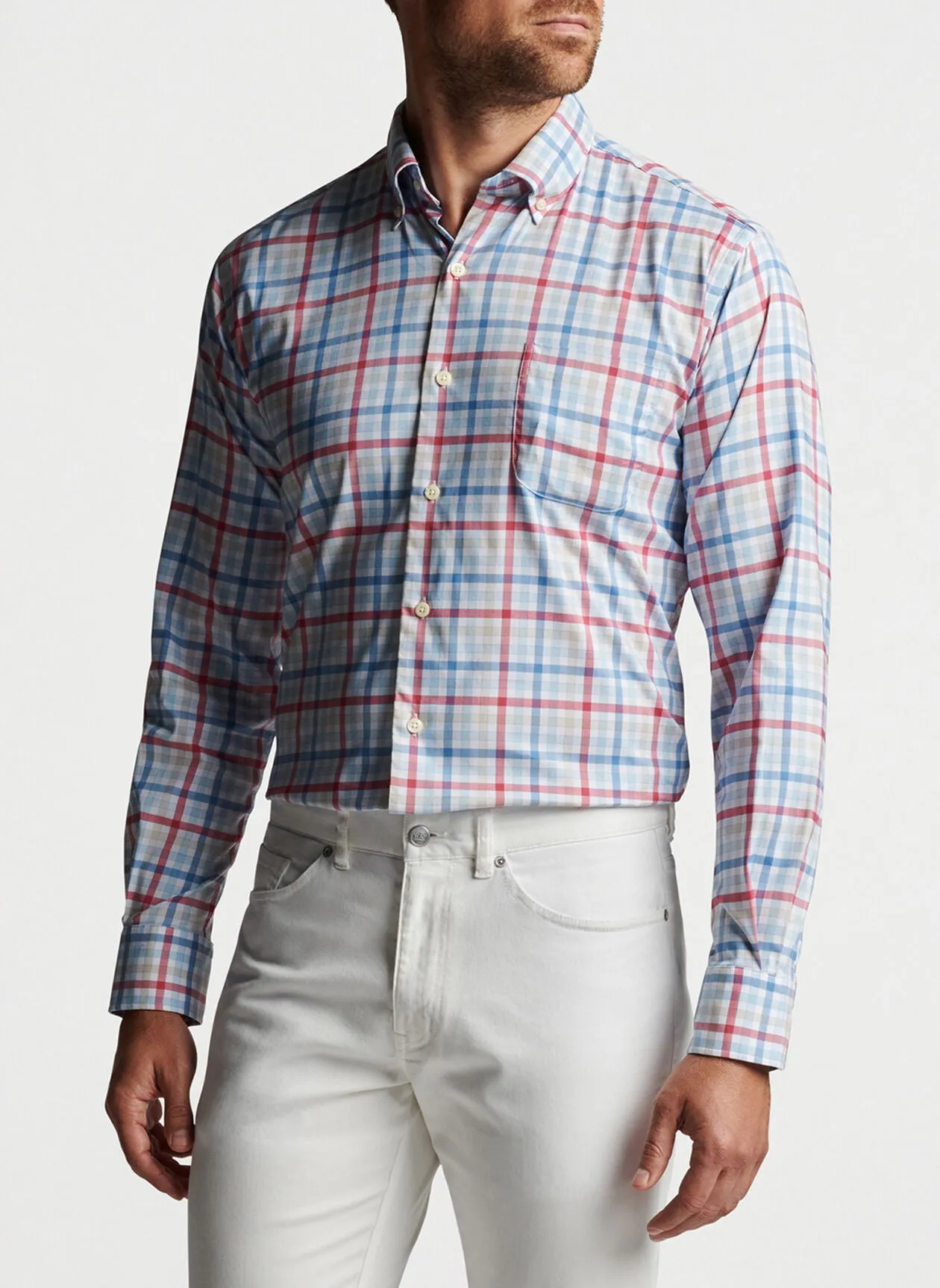 PETER MILLAR-WALKER COTTON STRETCH SPORT SHIRT - TWILIGHT BLUE