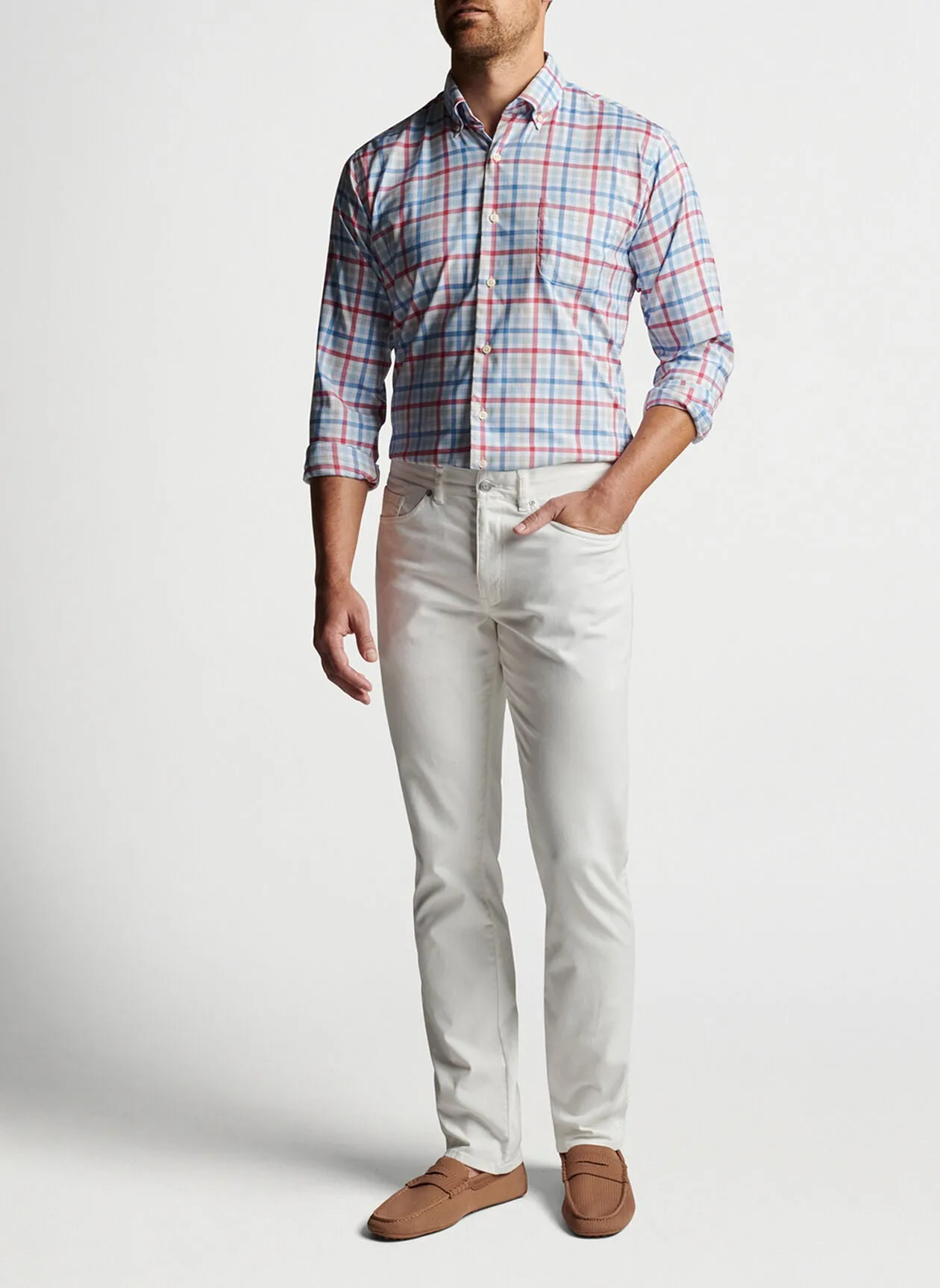 PETER MILLAR-WALKER COTTON STRETCH SPORT SHIRT - TWILIGHT BLUE