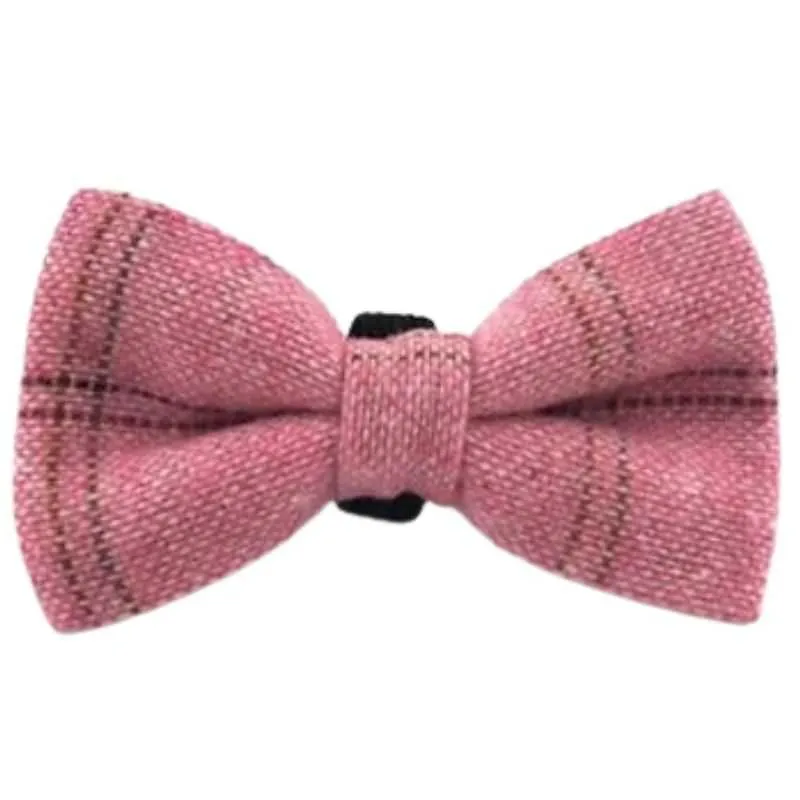 Pink Tweed Dog Bow Tie