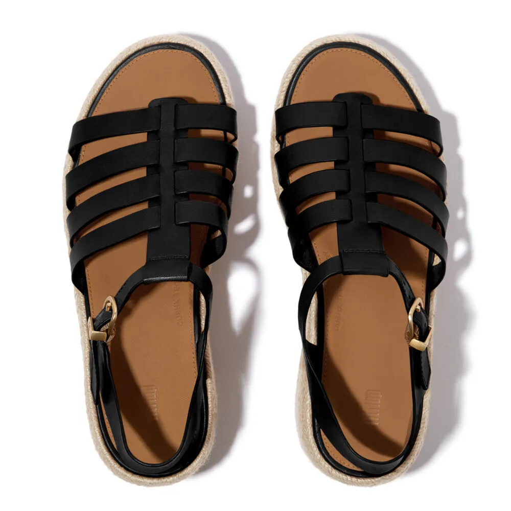PLATFFORMS Espadrille Leather Fisherman Wedge Sandals