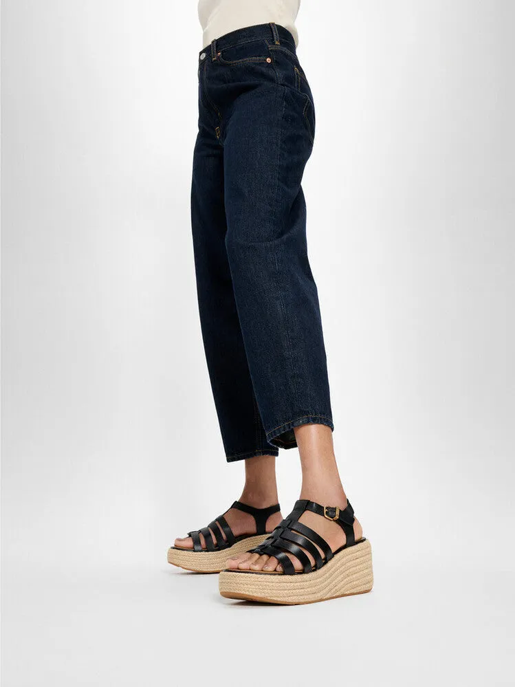 PLATFFORMS Espadrille Leather Fisherman Wedge Sandals