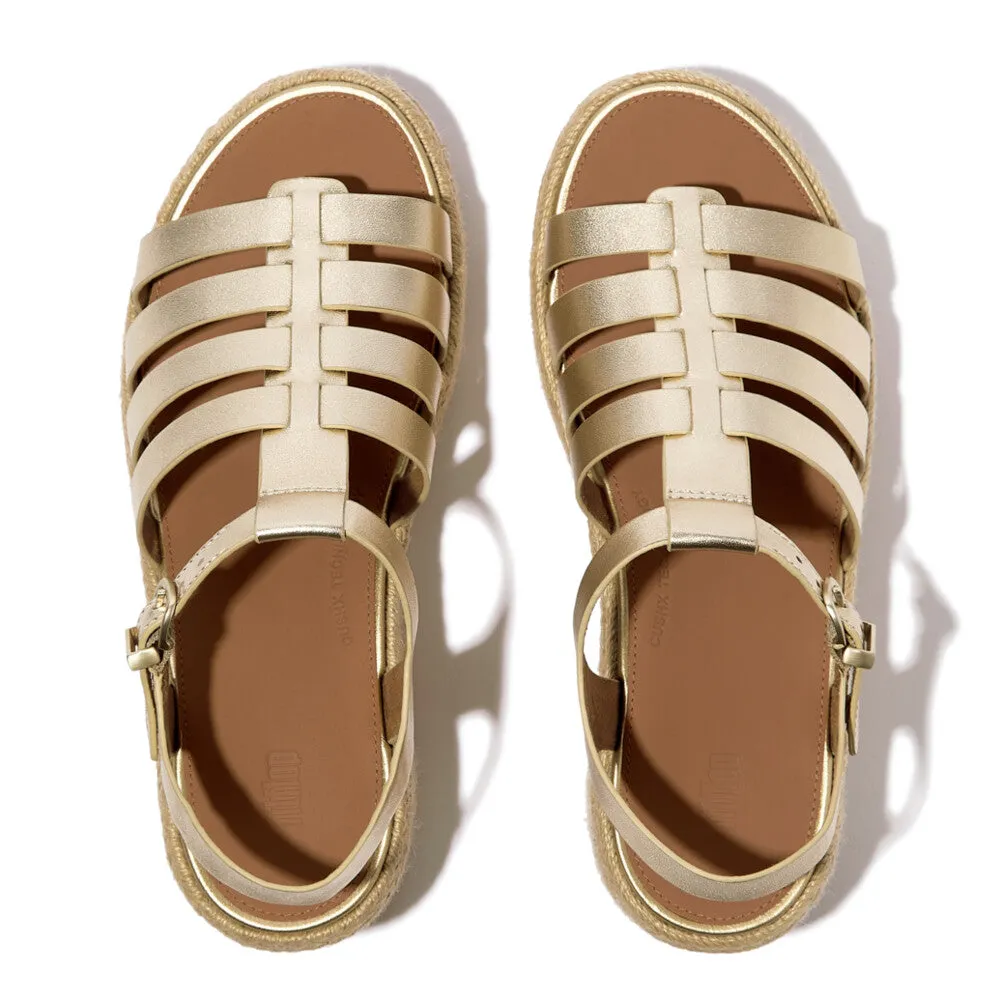 PLATFFORMS Espadrille Leather Fisherman Wedge Sandals