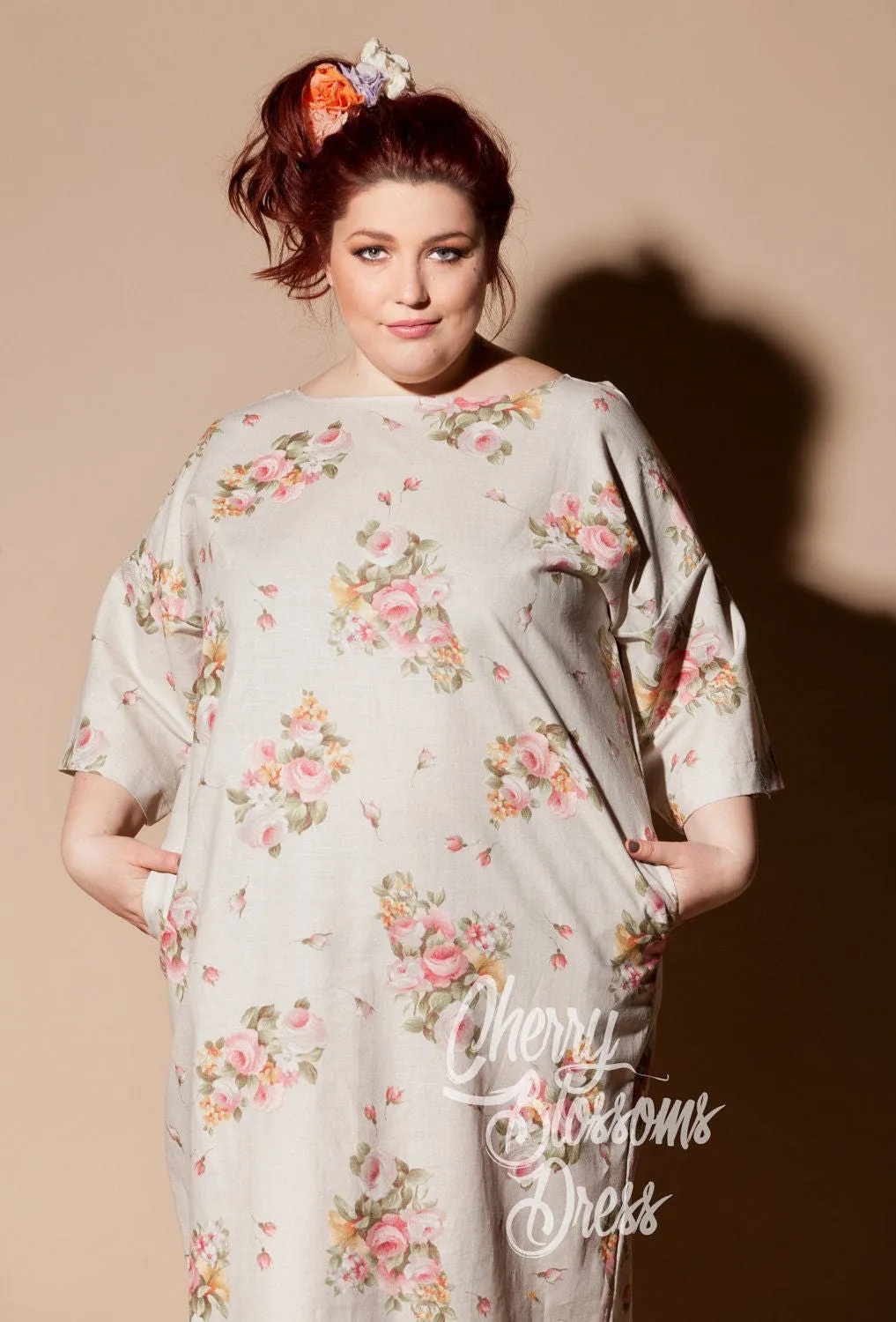 Plus Size Linen Dress, Floral Linen Dress, Plus Size Clothing, Linen Kaftan Dress, Pocket Dress, Linen Clothing, Bohemian Clothing, Wedding