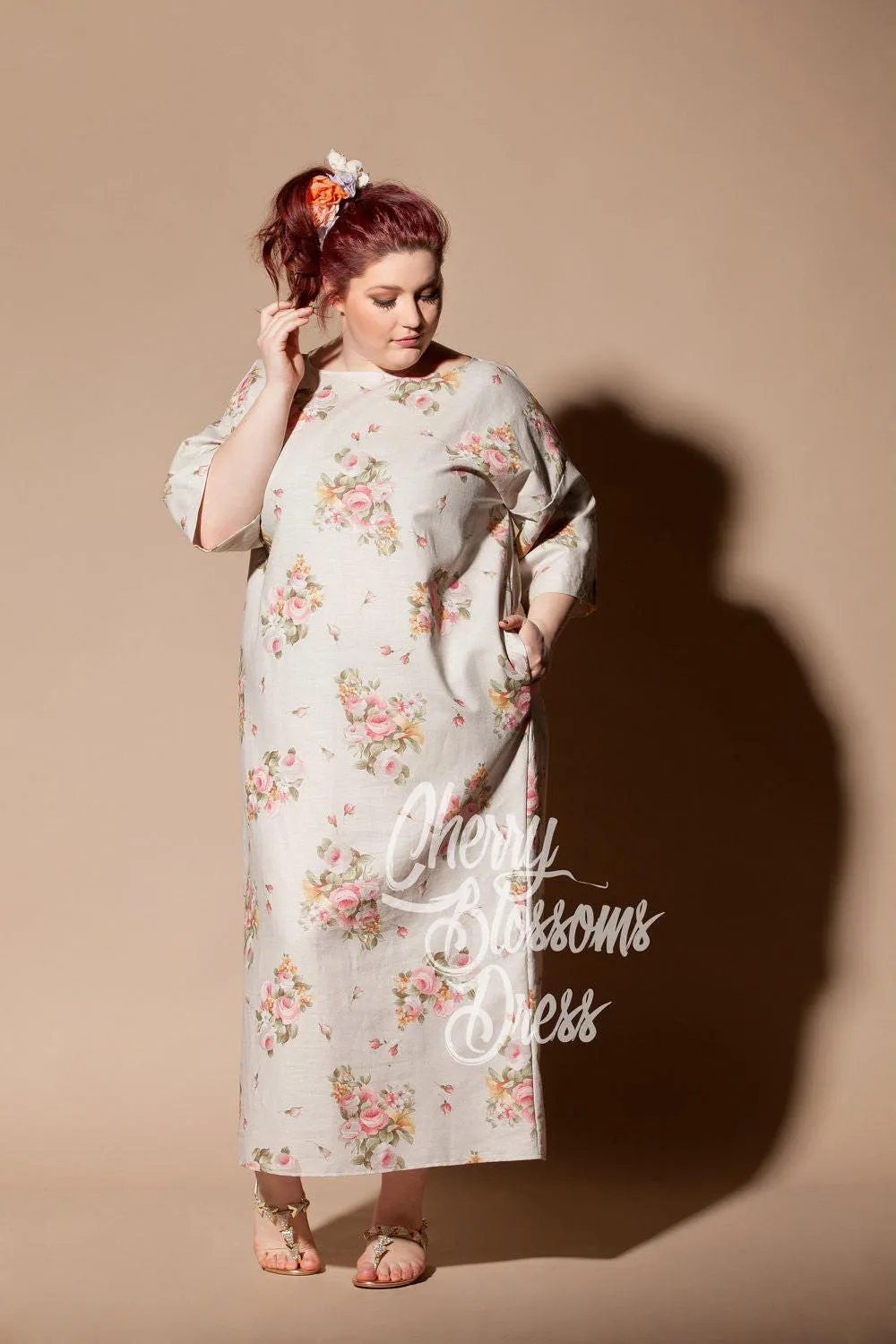 Plus Size Linen Dress, Floral Linen Dress, Plus Size Clothing, Linen Kaftan Dress, Pocket Dress, Linen Clothing, Bohemian Clothing, Wedding