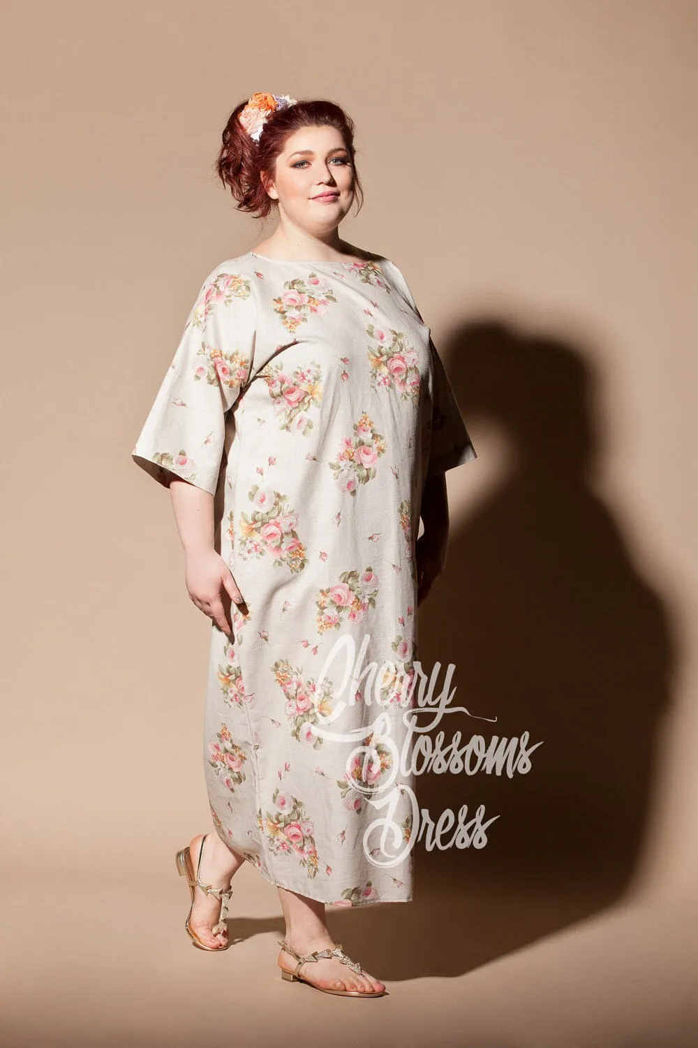 Plus Size Linen Dress, Floral Linen Dress, Plus Size Clothing, Linen Kaftan Dress, Pocket Dress, Linen Clothing, Bohemian Clothing, Wedding
