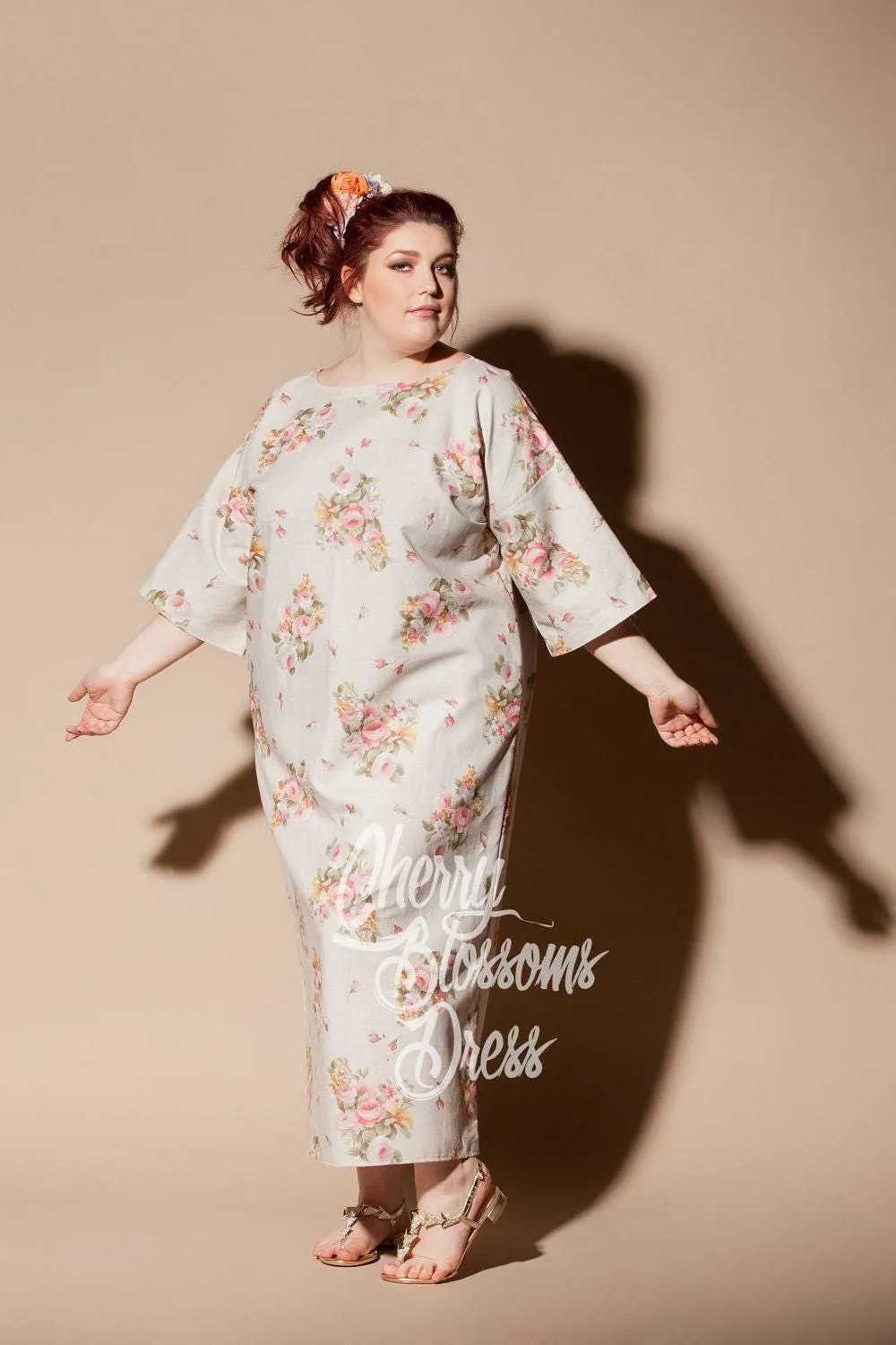 Plus Size Linen Dress, Floral Linen Dress, Plus Size Clothing, Linen Kaftan Dress, Pocket Dress, Linen Clothing, Bohemian Clothing, Wedding