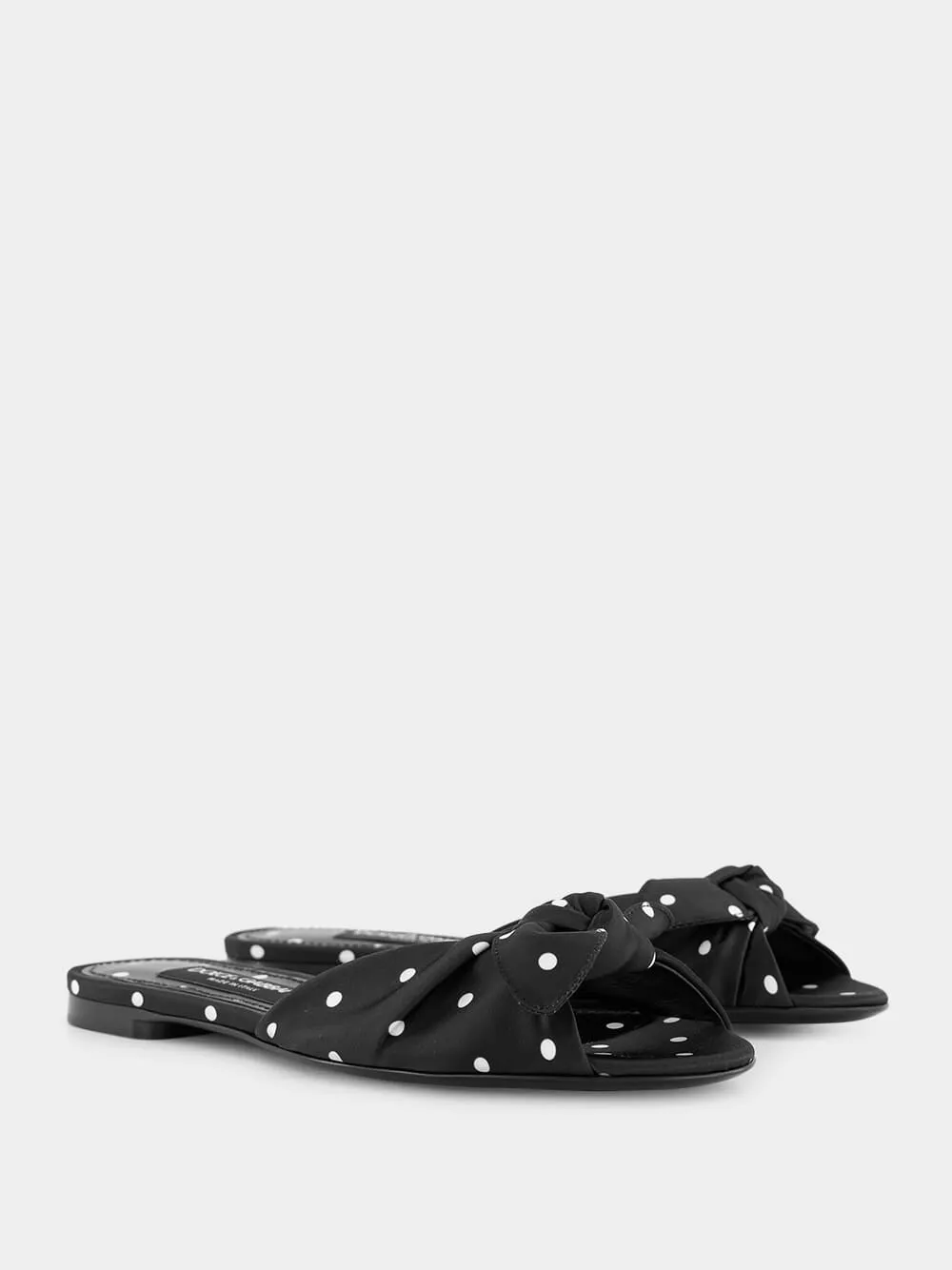 Polka-Dot Printed Satin Sliders
