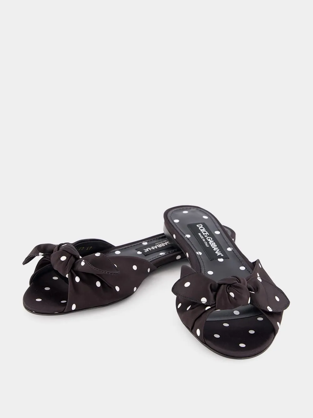 Polka-Dot Printed Satin Sliders