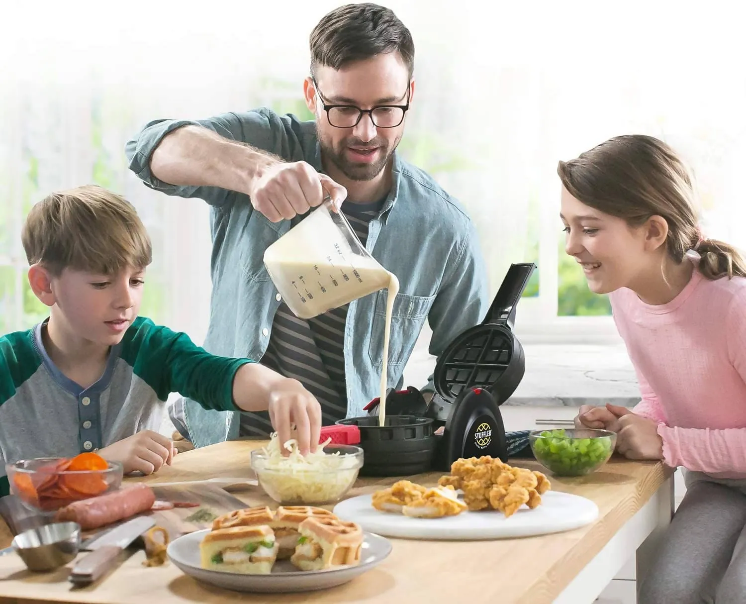Presto Stuffler Stuffed Waffle Maker makes it easy to use fresh fruits, pie fillings, candy, chocolate, cheese, meats and more to make delicious stuffed waffles in minutes - 03512