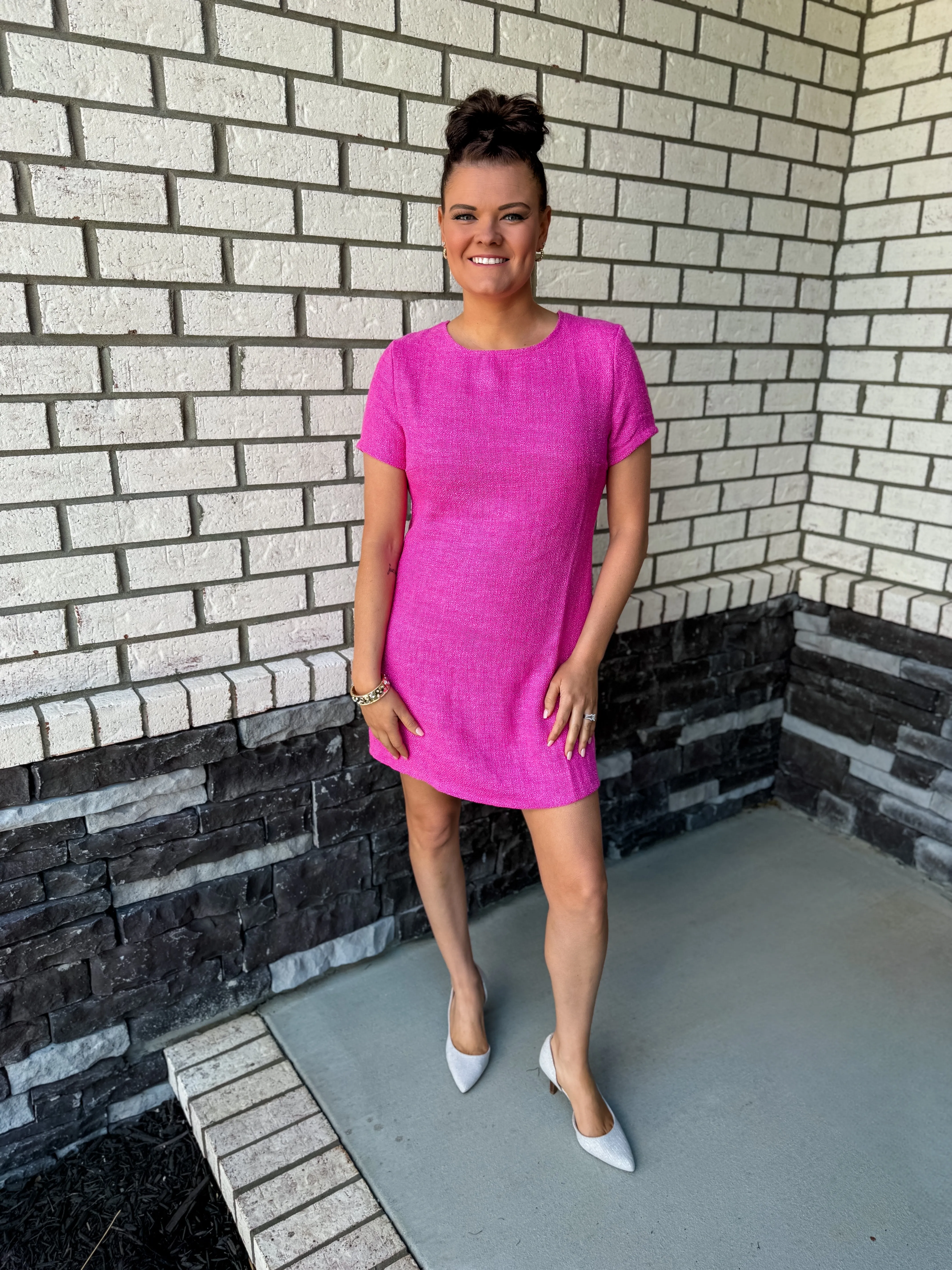 Pretty in Pink Tweed Dress