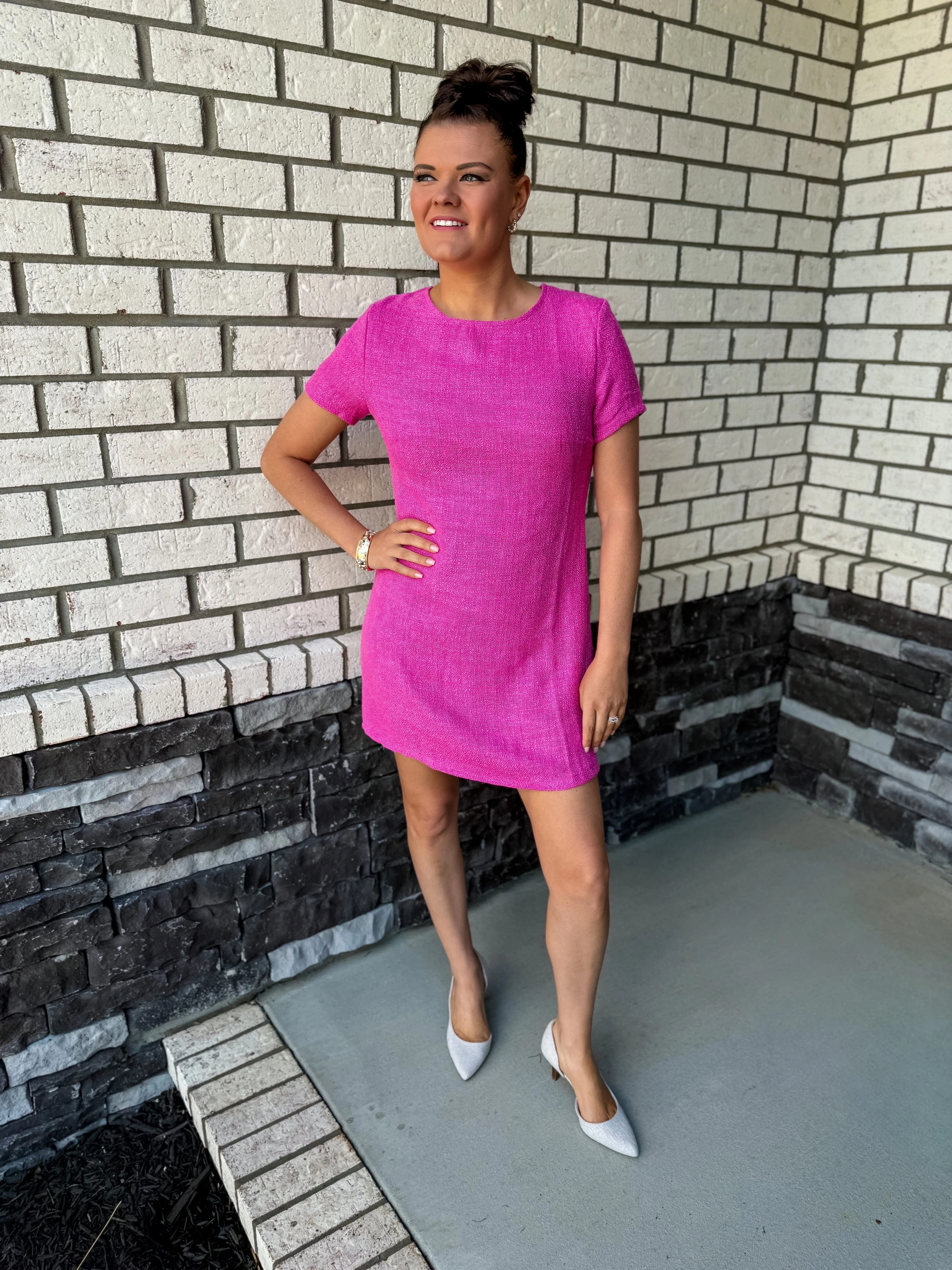 Pretty in Pink Tweed Dress
