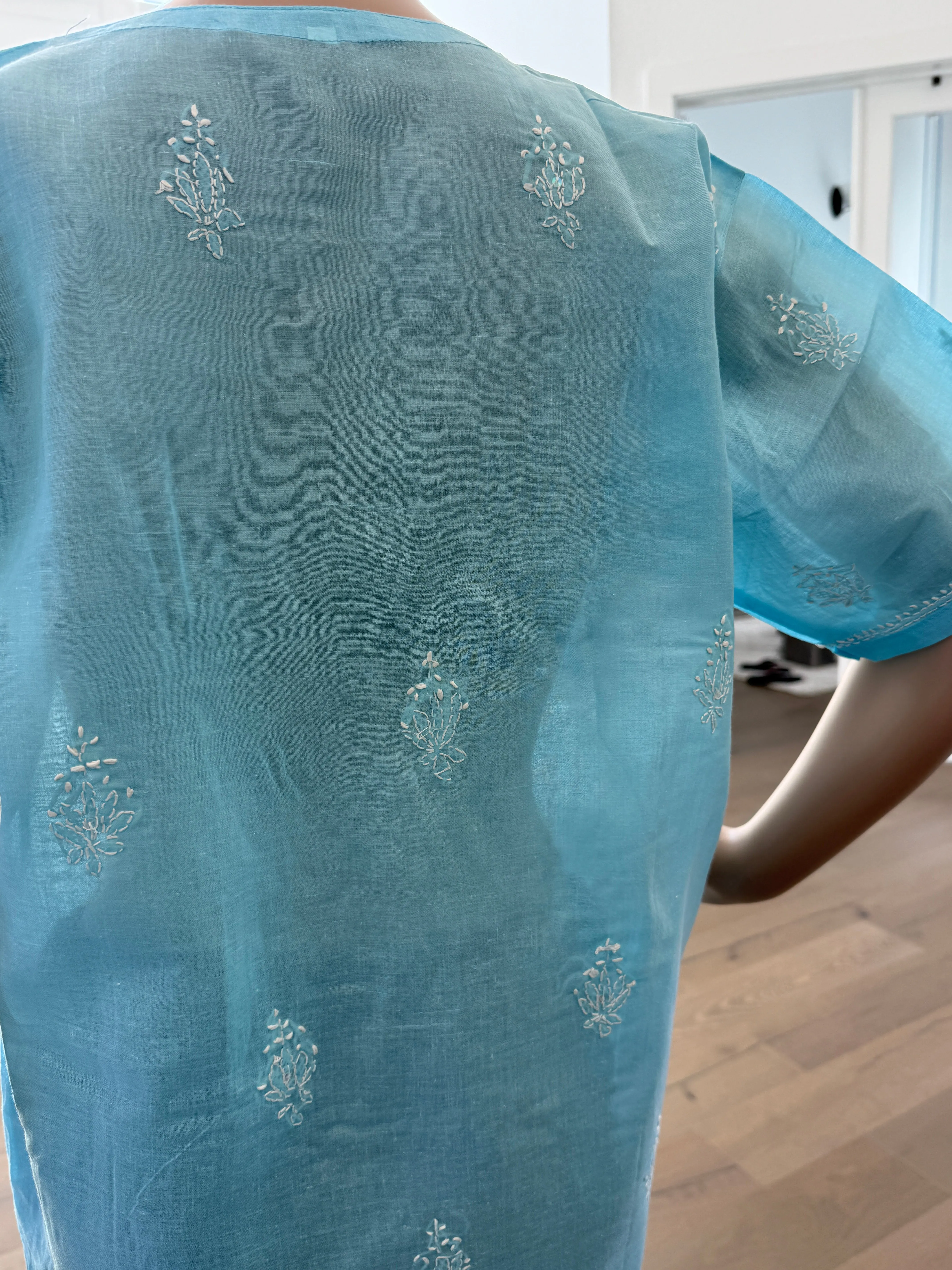 Priya Ocean Blue Chikankari Kurta