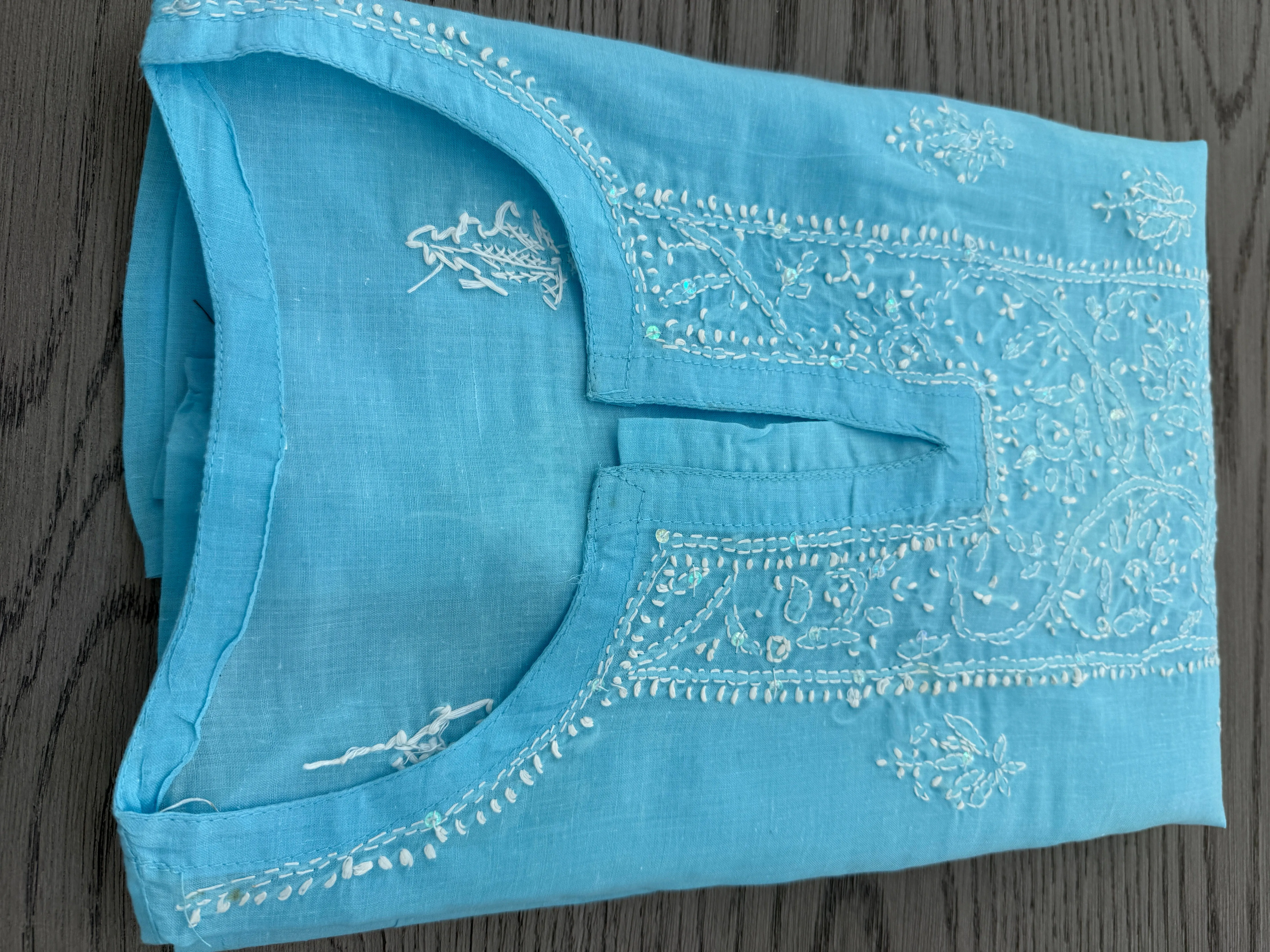 Priya Ocean Blue Chikankari Kurta