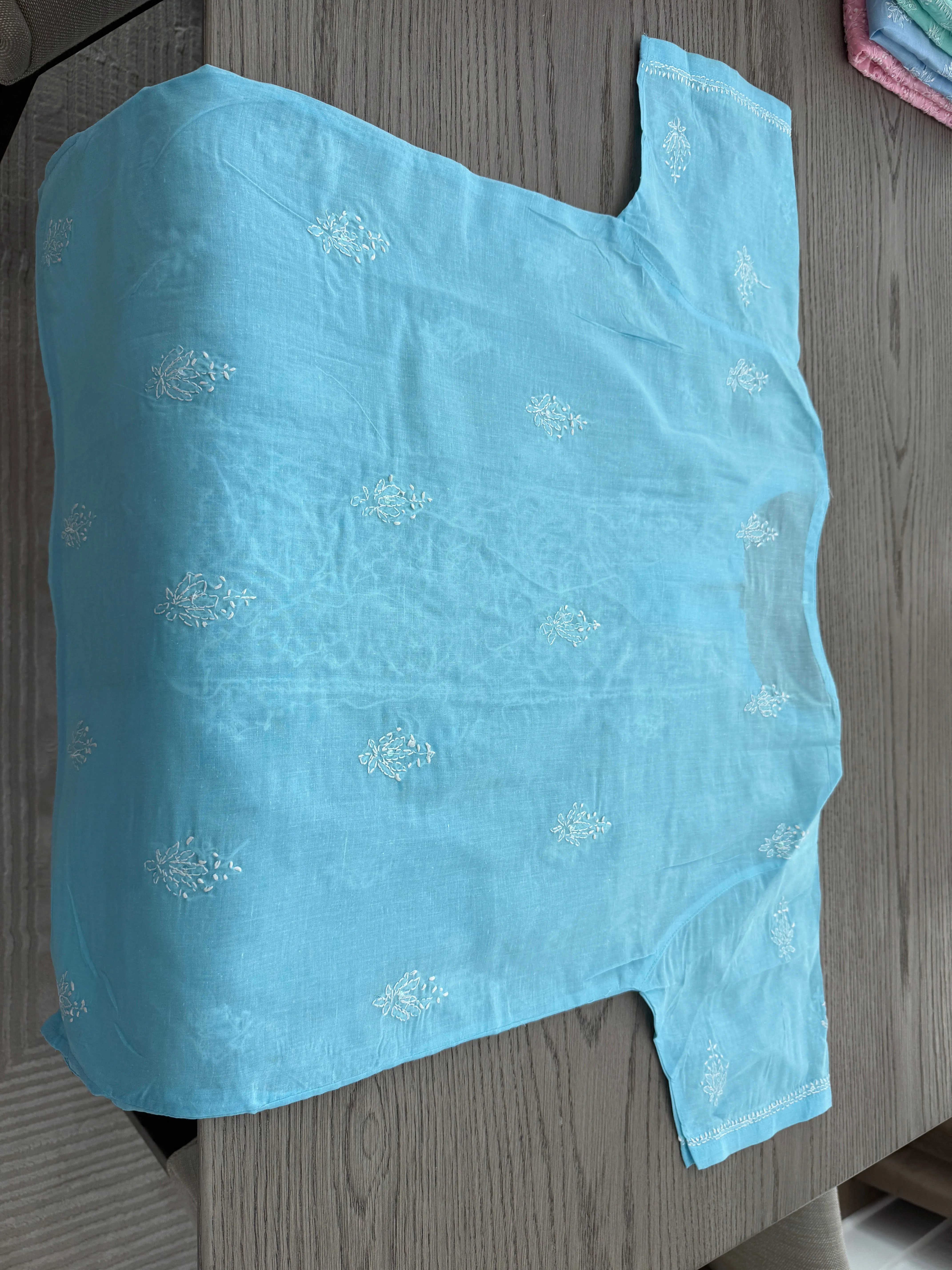 Priya Ocean Blue Chikankari Kurta