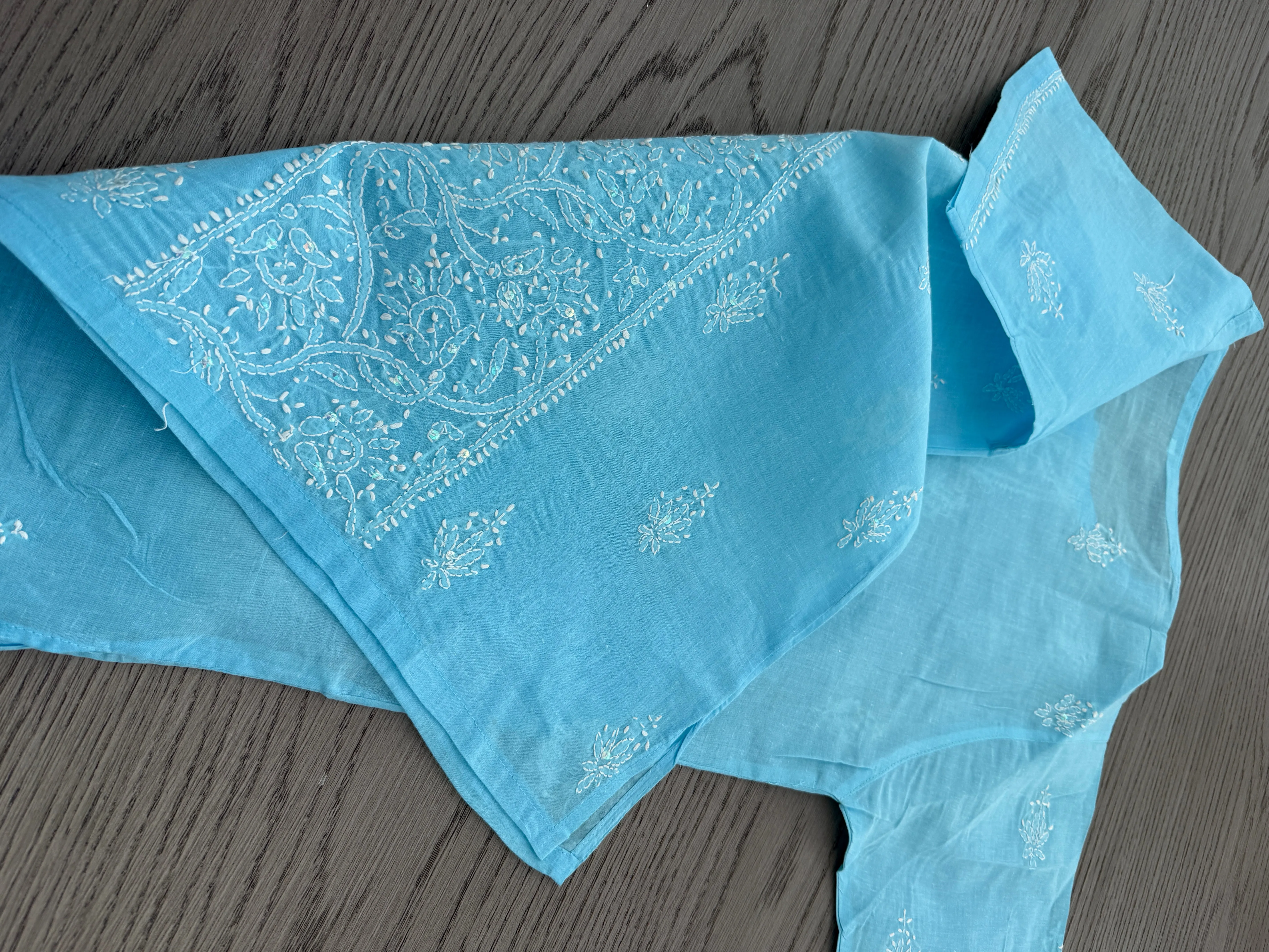 Priya Ocean Blue Chikankari Kurta