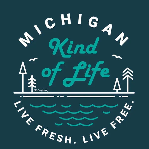 "Michigan Kind Of Life" Relaxed Fit Bright Classic Crew Unisex Sweatshirt