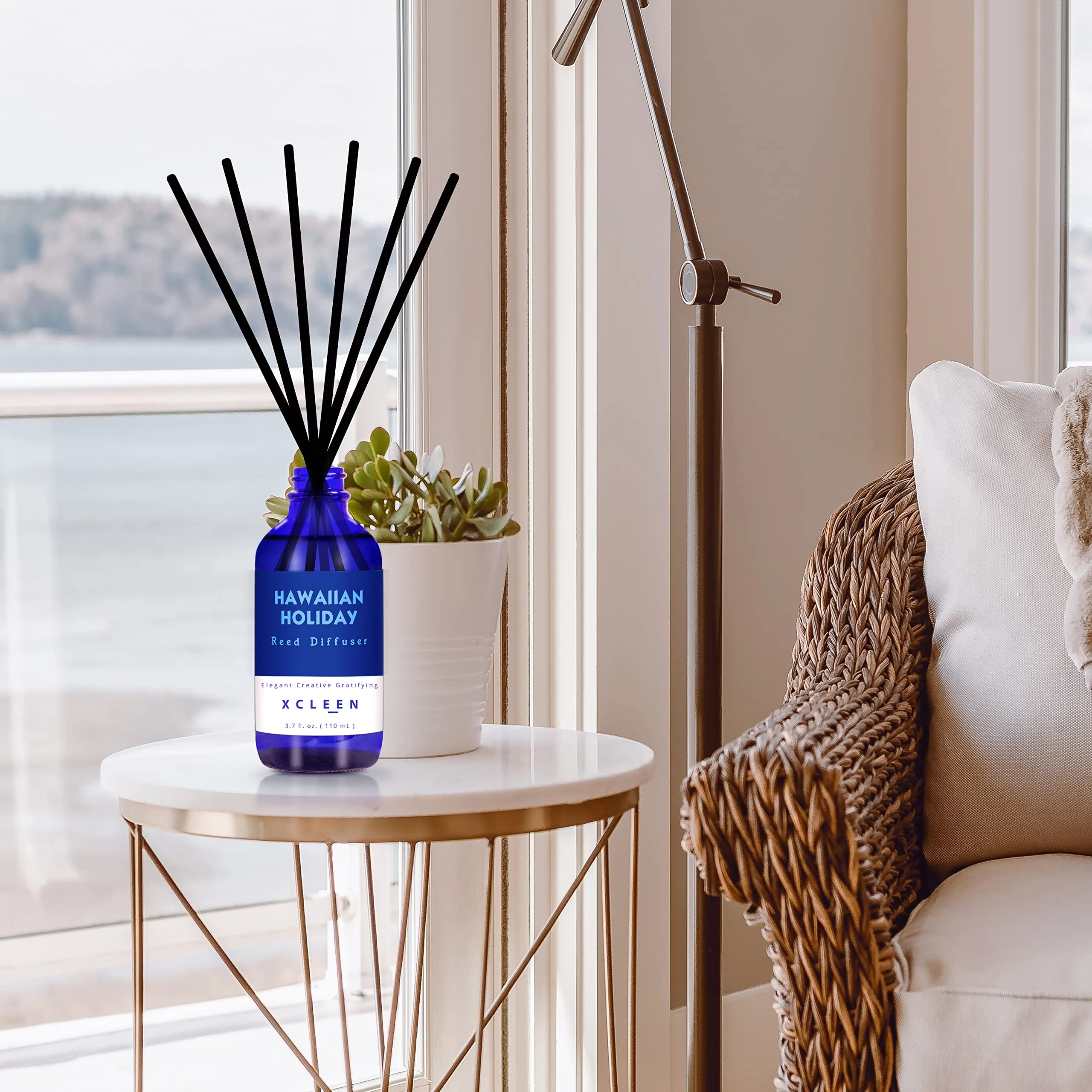 Reed Diffuser Set for Home| 3.7 Oz(110ml) Hawaiian Holiday Fragrance Diffuser | with Mangoes, Pineapples, Peaches & Melons Scented Oil Sticks Diffuser, Air Fresheners for Home, Bathroom