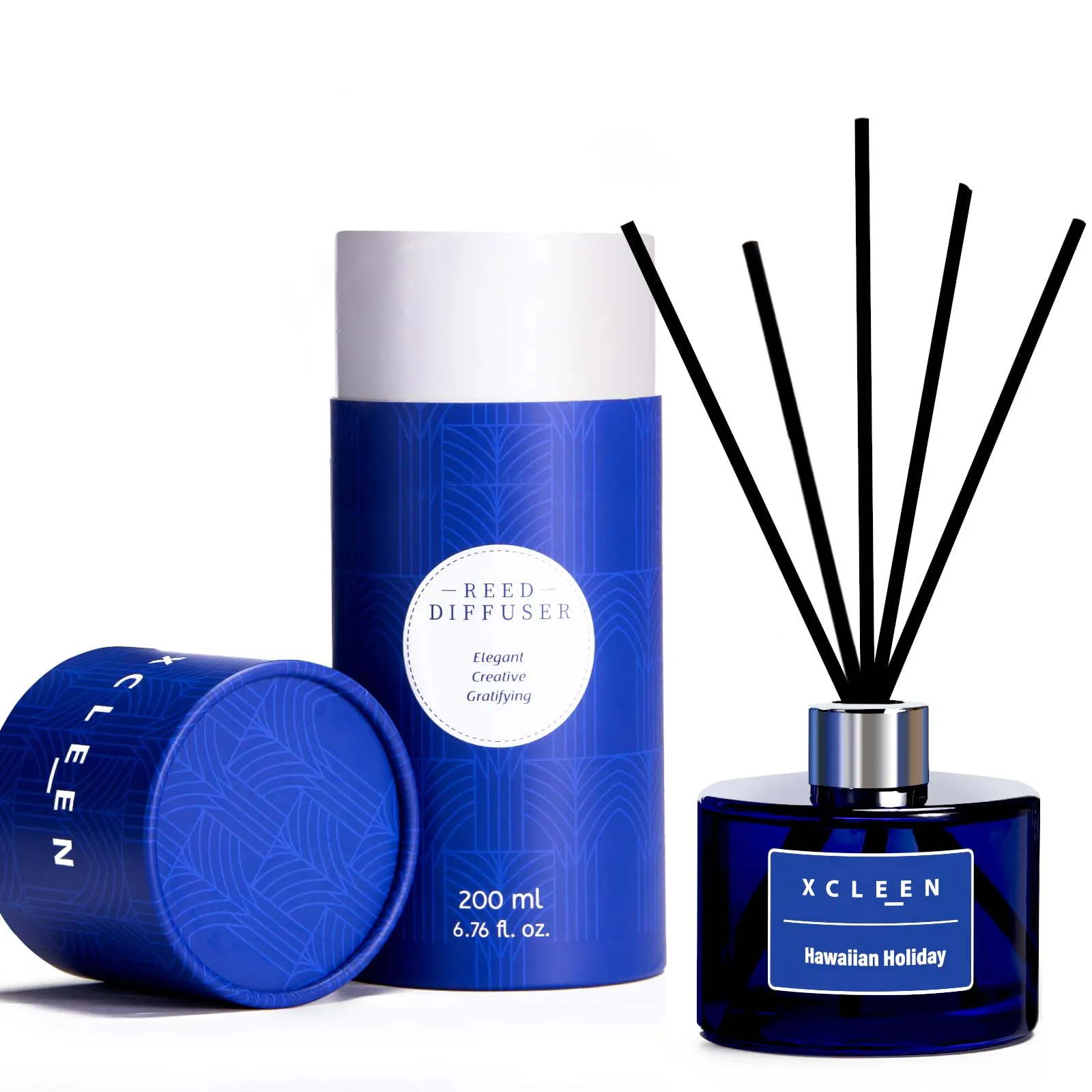 Reed Diffuser Set for Home| 3.7 Oz(110ml) Hawaiian Holiday Fragrance Diffuser | with Mangoes, Pineapples, Peaches & Melons Scented Oil Sticks Diffuser, Air Fresheners for Home, Bathroom