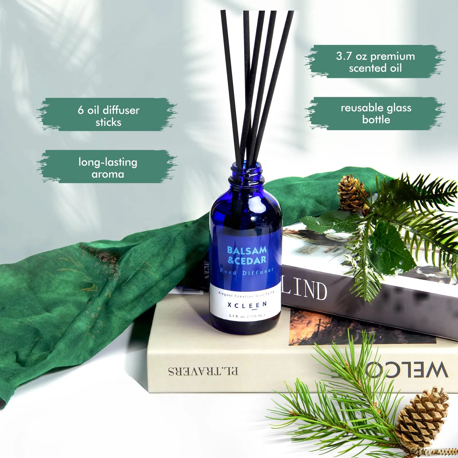 Reed Diffuser Set for Home| 3.7 Oz(110ml) Hawaiian Holiday Fragrance Diffuser | with Mangoes, Pineapples, Peaches & Melons Scented Oil Sticks Diffuser, Air Fresheners for Home, Bathroom
