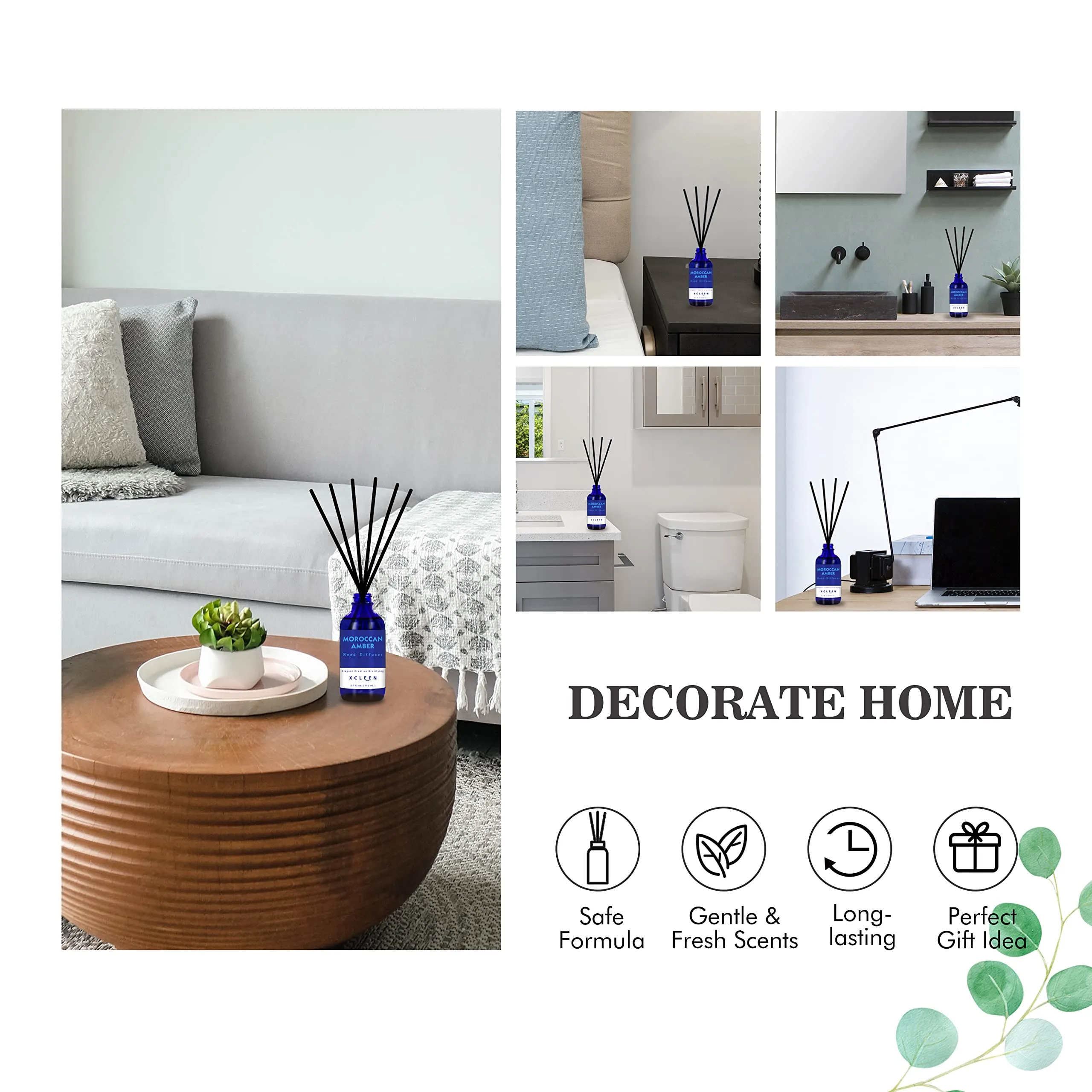 Reed Diffuser Set for Home| 3.7 Oz(110ml) Hawaiian Holiday Fragrance Diffuser | with Mangoes, Pineapples, Peaches & Melons Scented Oil Sticks Diffuser, Air Fresheners for Home, Bathroom
