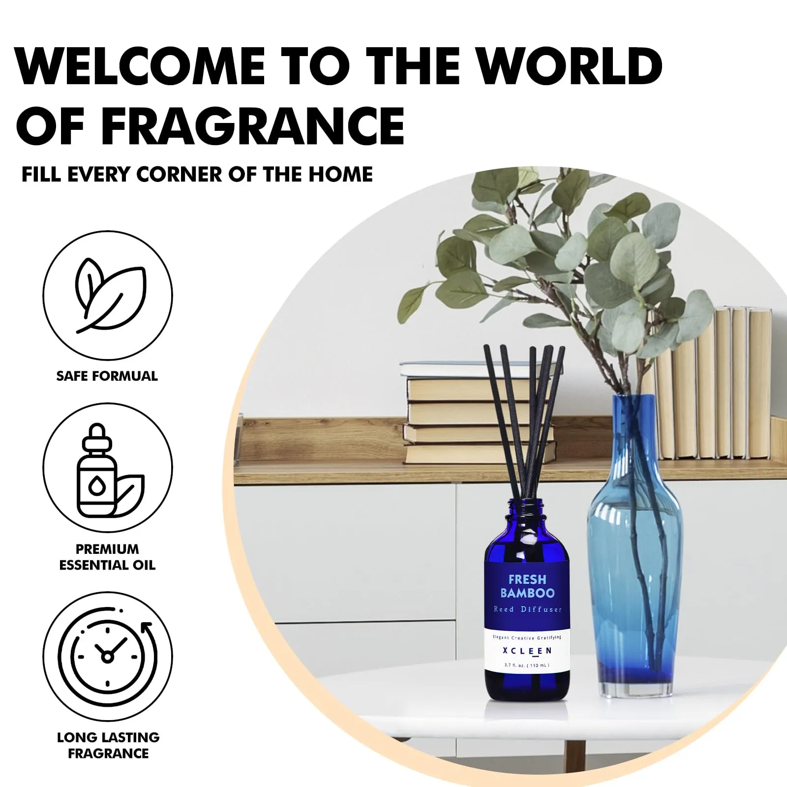Reed Diffuser Set for Home| 3.7 Oz(110ml) Hawaiian Holiday Fragrance Diffuser | with Mangoes, Pineapples, Peaches & Melons Scented Oil Sticks Diffuser, Air Fresheners for Home, Bathroom