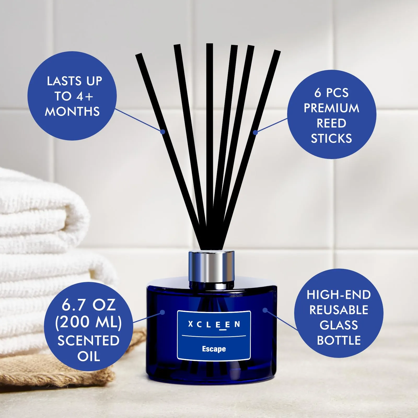 Reed Diffuser Set for Home| 3.7 Oz(110ml) Hawaiian Holiday Fragrance Diffuser | with Mangoes, Pineapples, Peaches & Melons Scented Oil Sticks Diffuser, Air Fresheners for Home, Bathroom