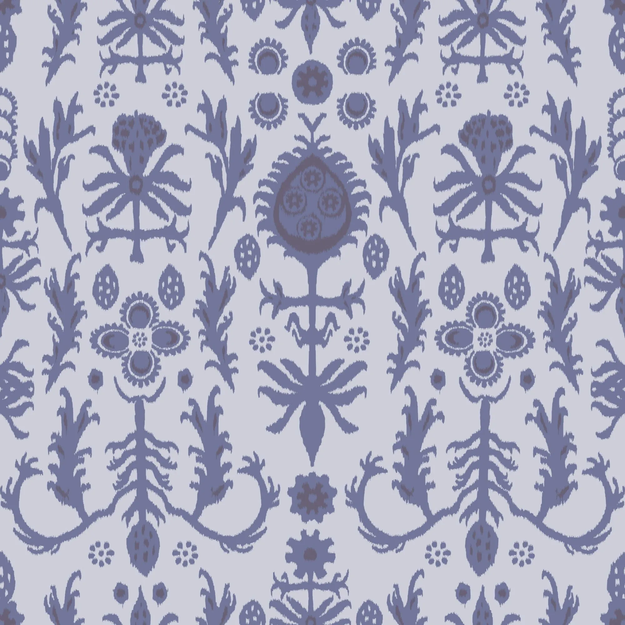 Rhodes Dress in Denim Floral Ikat