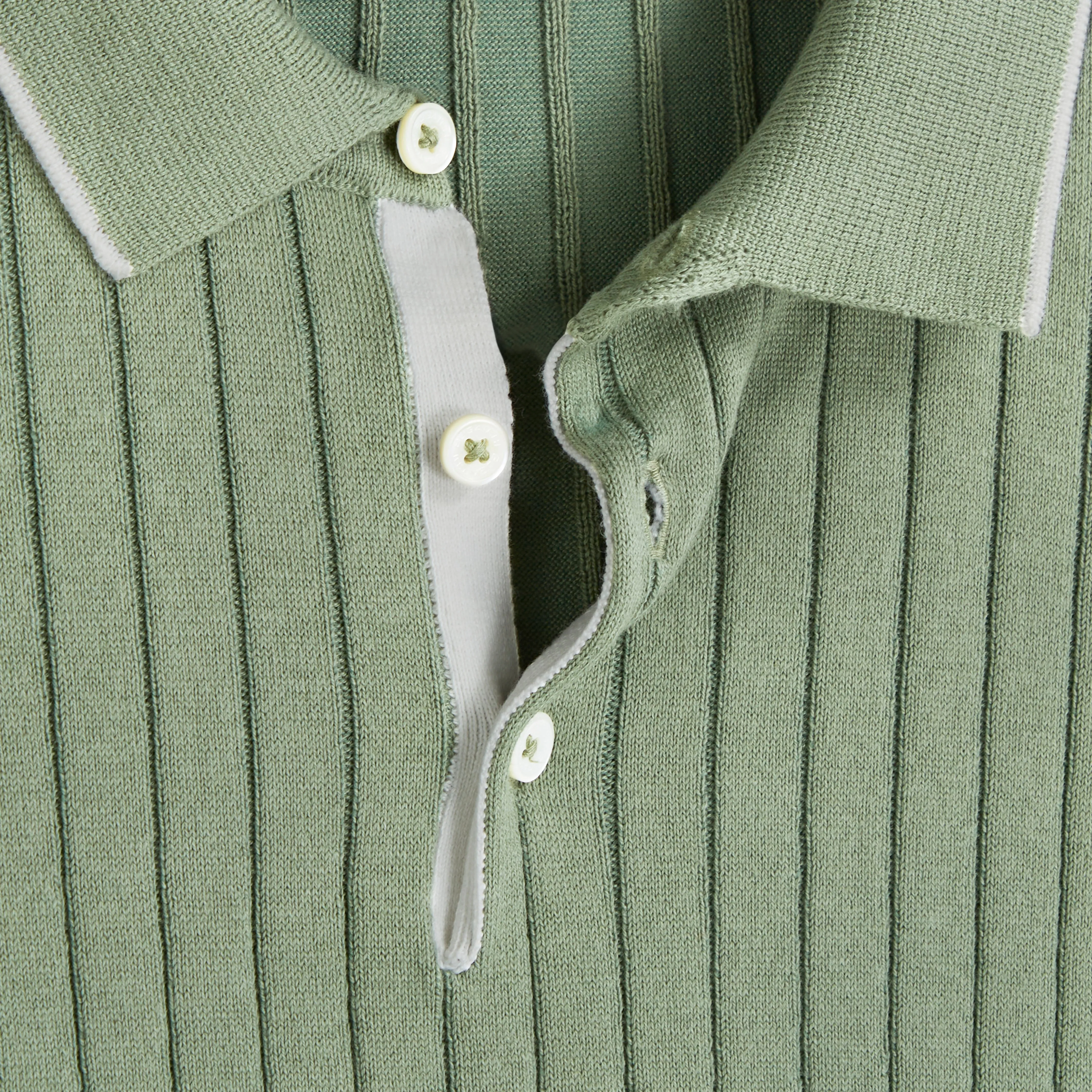Rib Stitch Short Sleeve Polo Sweater