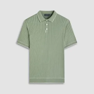 Rib Stitch Short Sleeve Polo Sweater