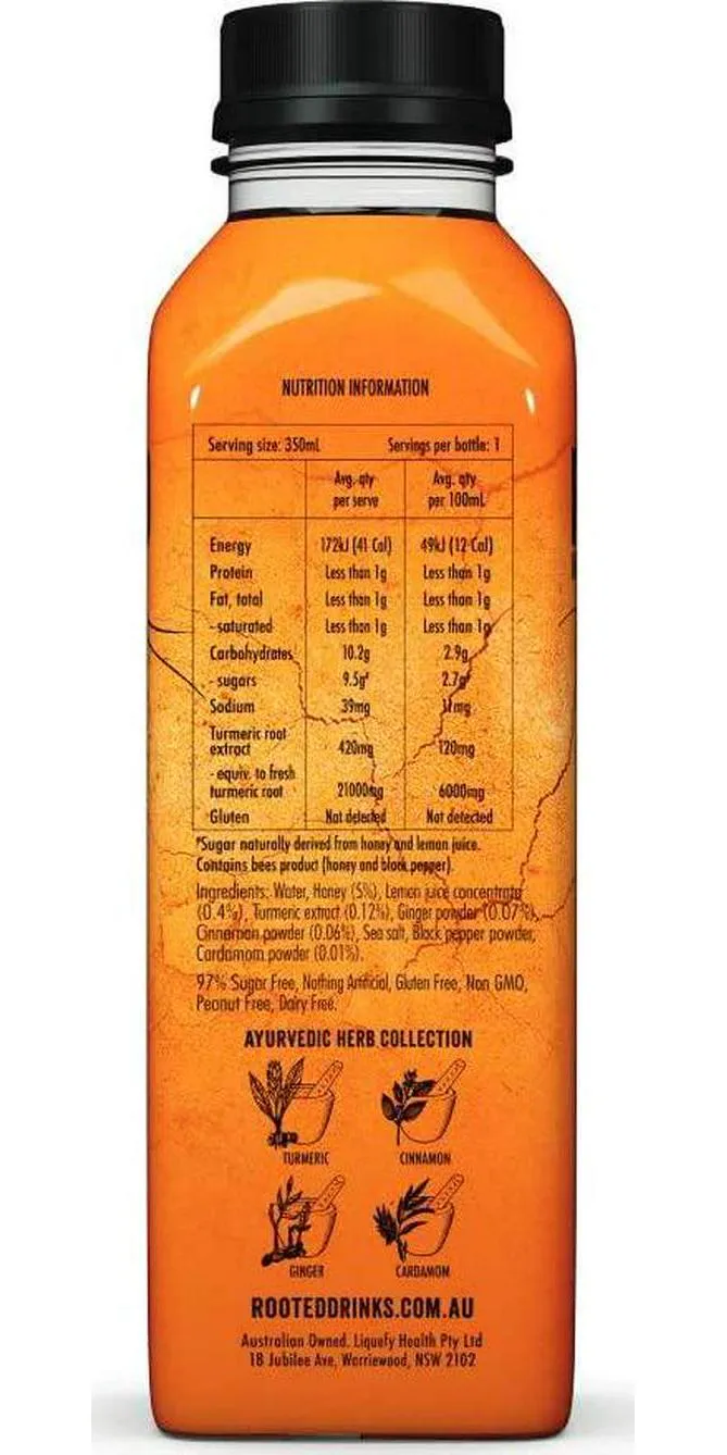 Rooted Rooted Tumeric Elixir Original (12 Pack), 4.9 kilograms