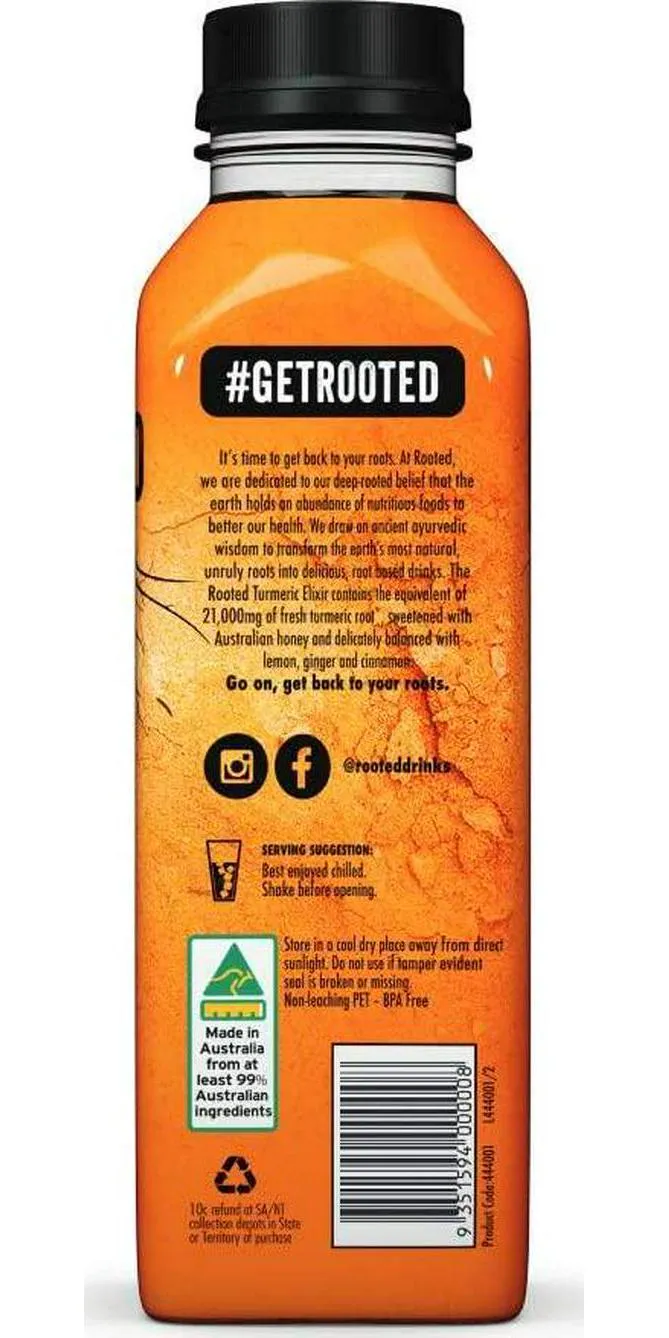 Rooted Rooted Tumeric Elixir Original (12 Pack), 4.9 kilograms