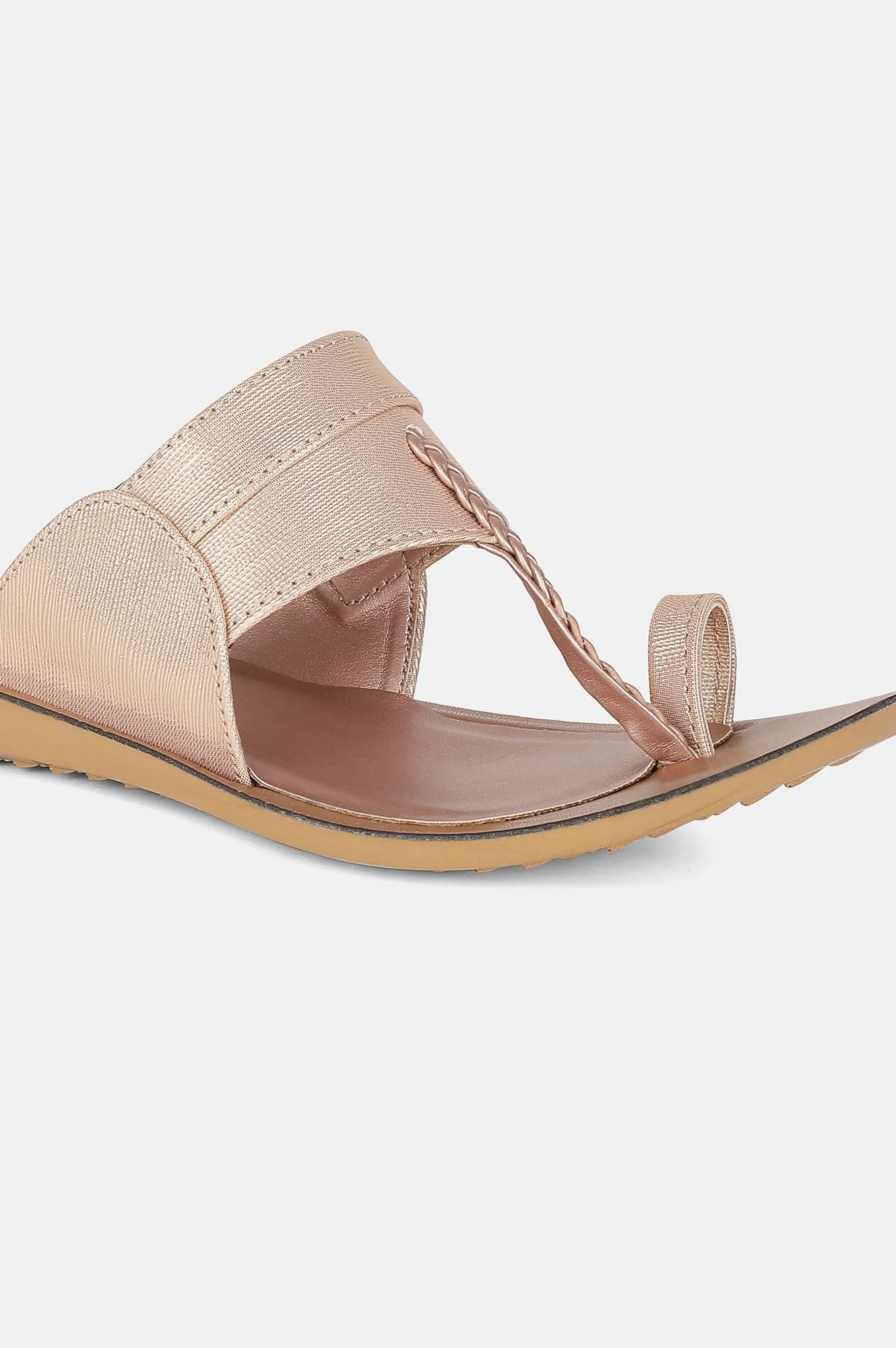 Rose Gold Almond Toe Textured Flat - ZDarlene