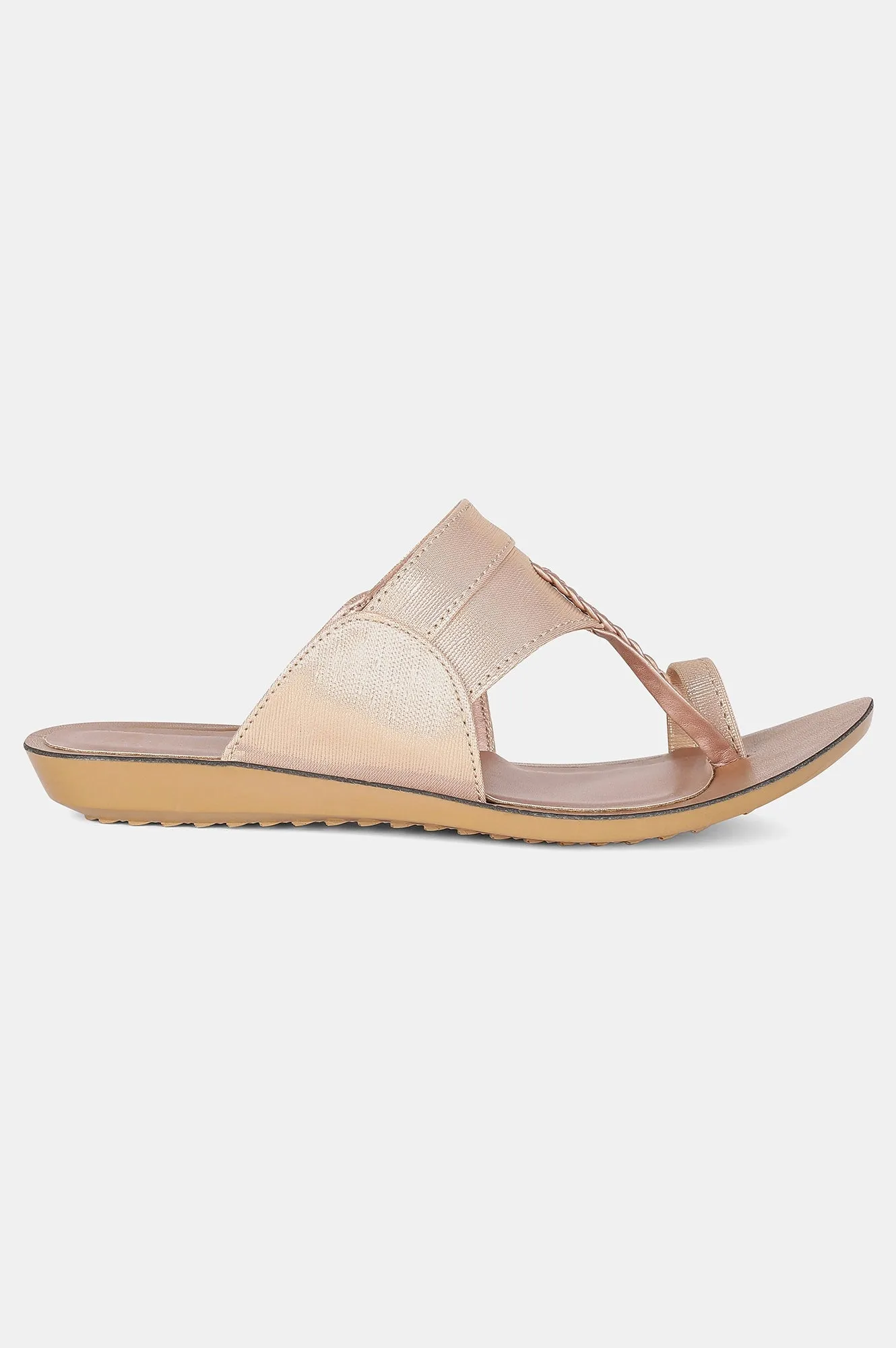 Rose Gold Almond Toe Textured Flat - ZDarlene